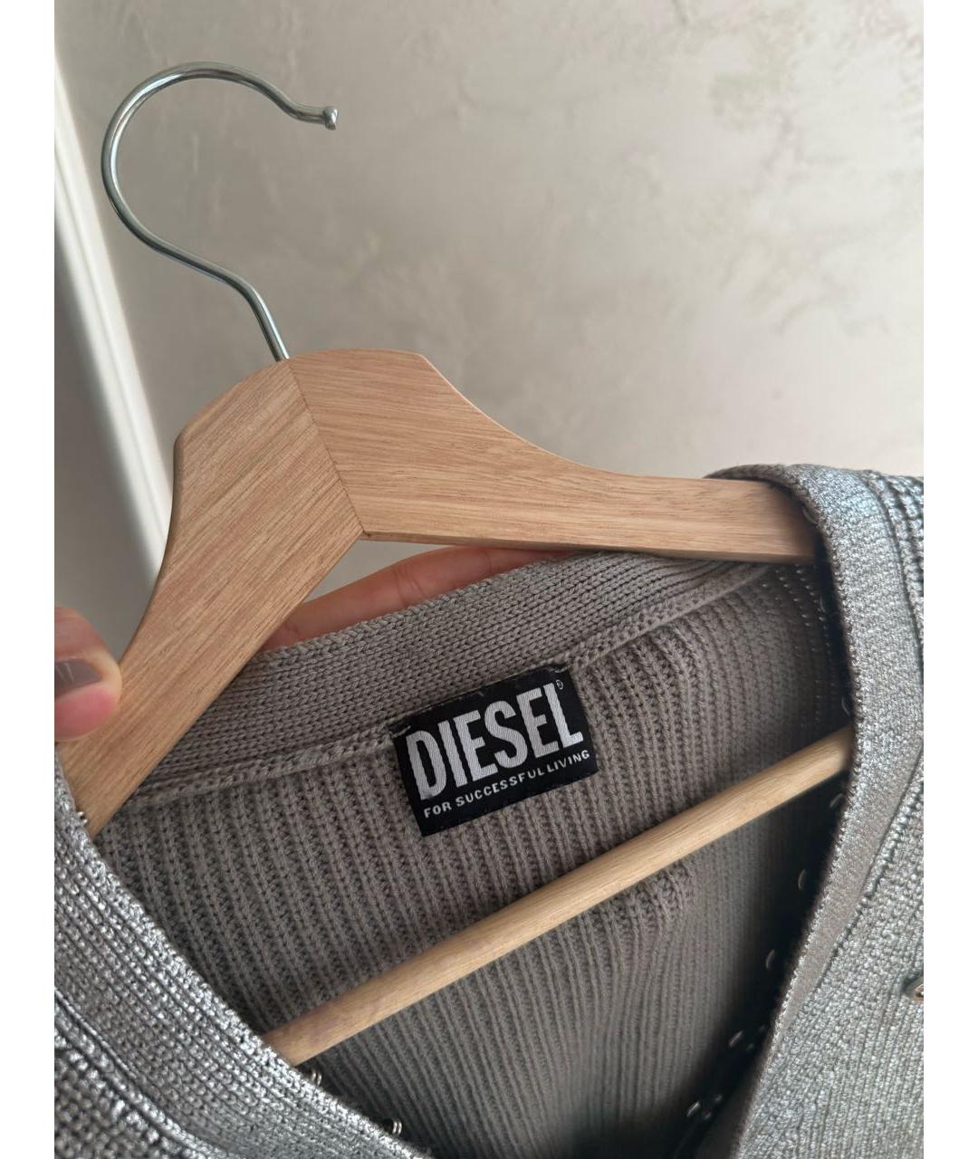 DIESEL Серебрянный хлопковый джемпер / свитер, фото 3