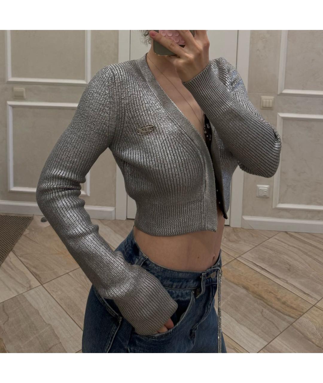 DIESEL Серебрянный хлопковый джемпер / свитер, фото 5