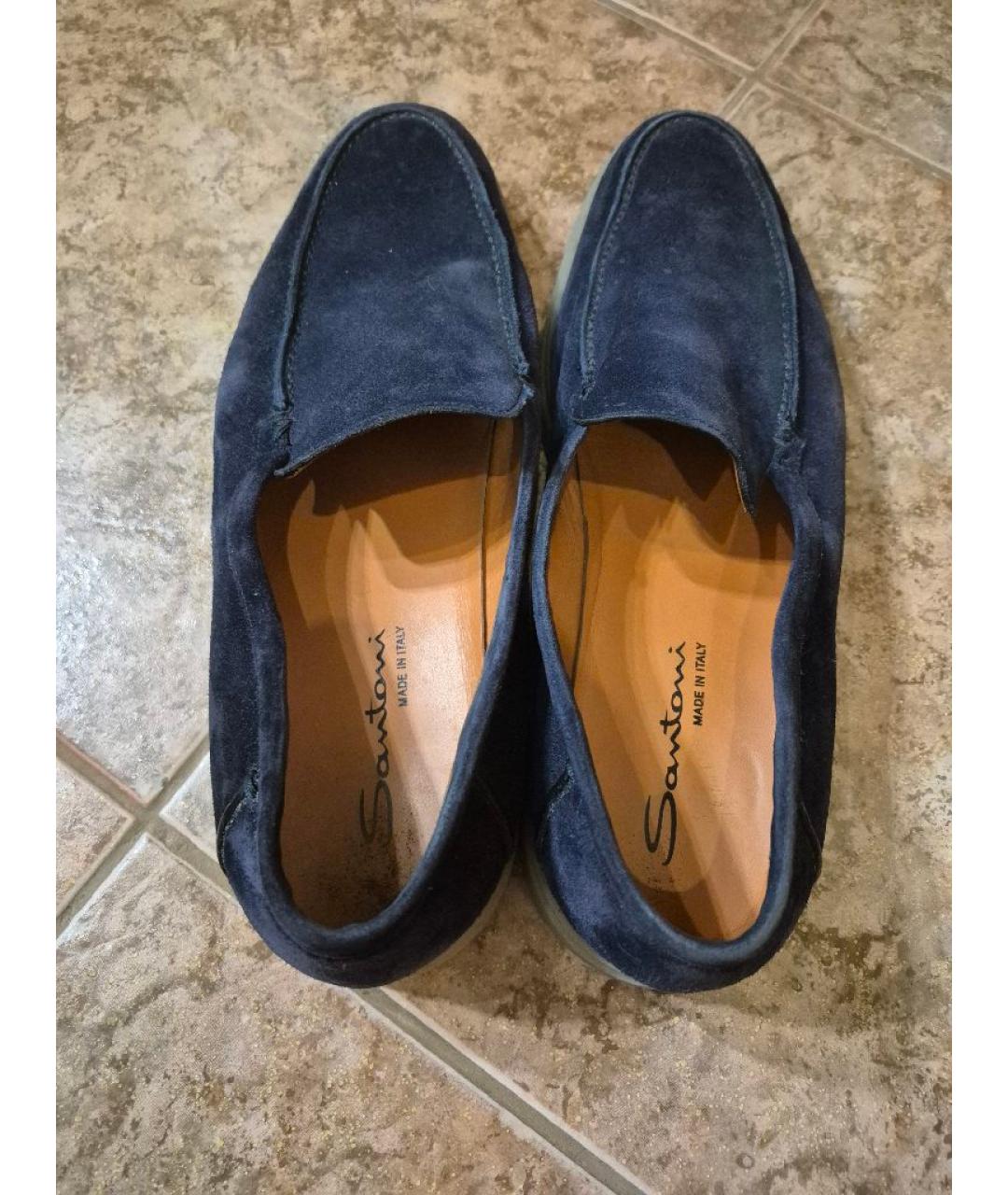 SANTONI Темно-синие замшевые лоферы, фото 3