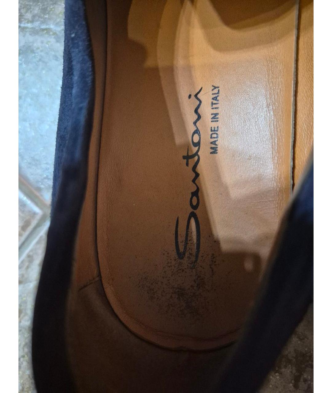 SANTONI Темно-синие замшевые лоферы, фото 5