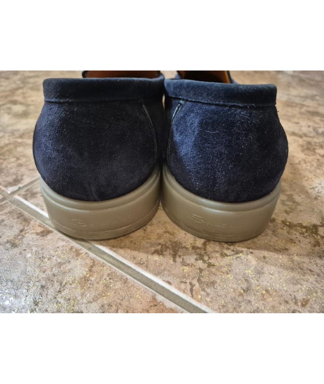 SANTONI Темно-синие замшевые лоферы, фото 4