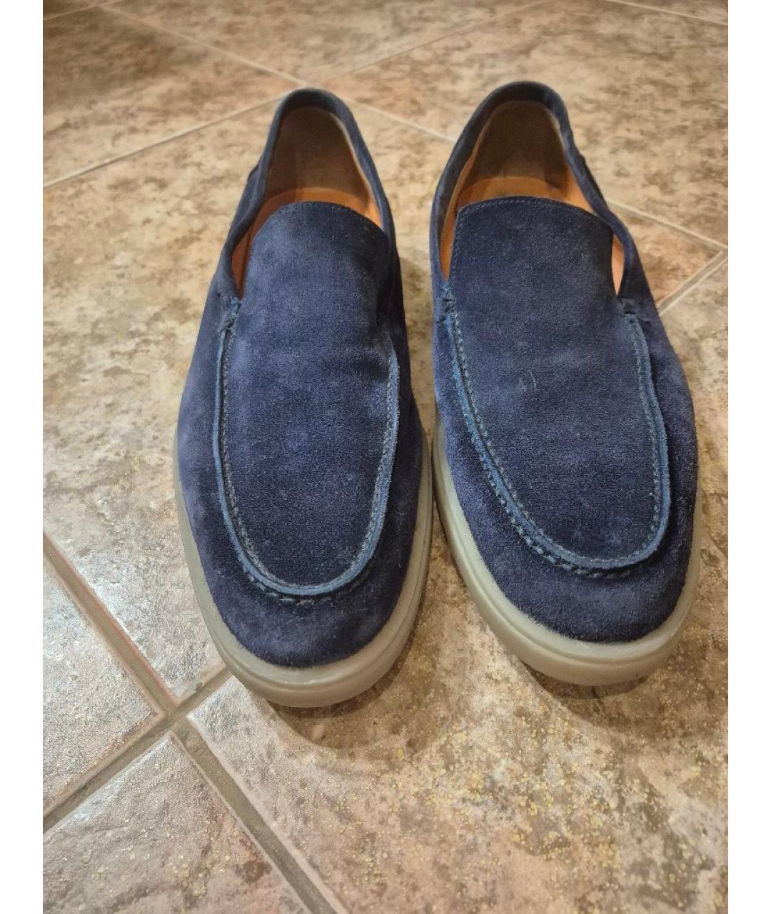 SANTONI Темно-синие замшевые лоферы, фото 2