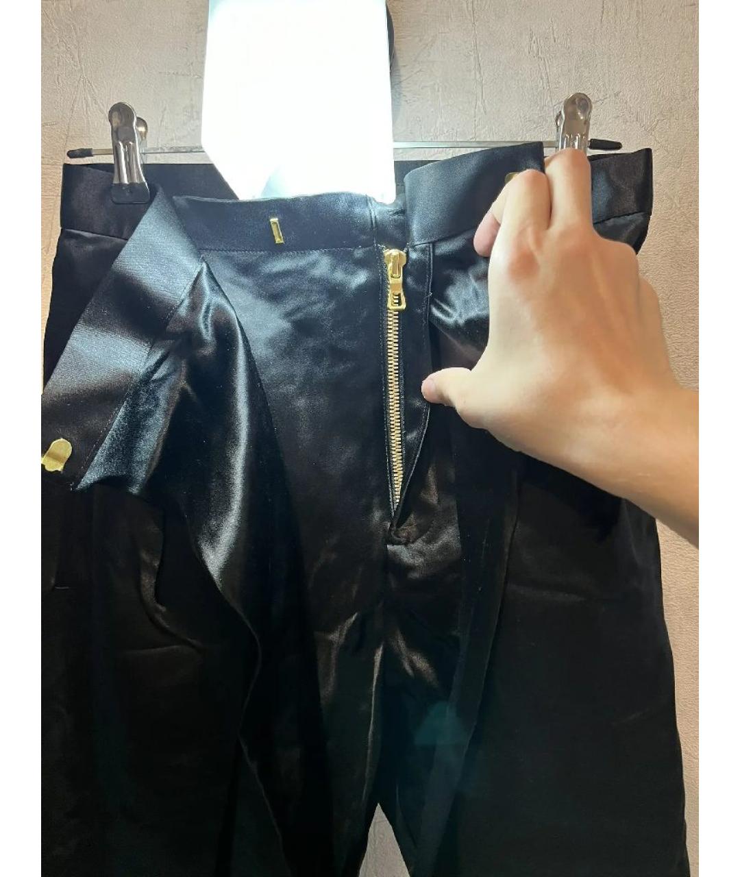 BALMAIN Черные шелковые прямые брюки, фото 3