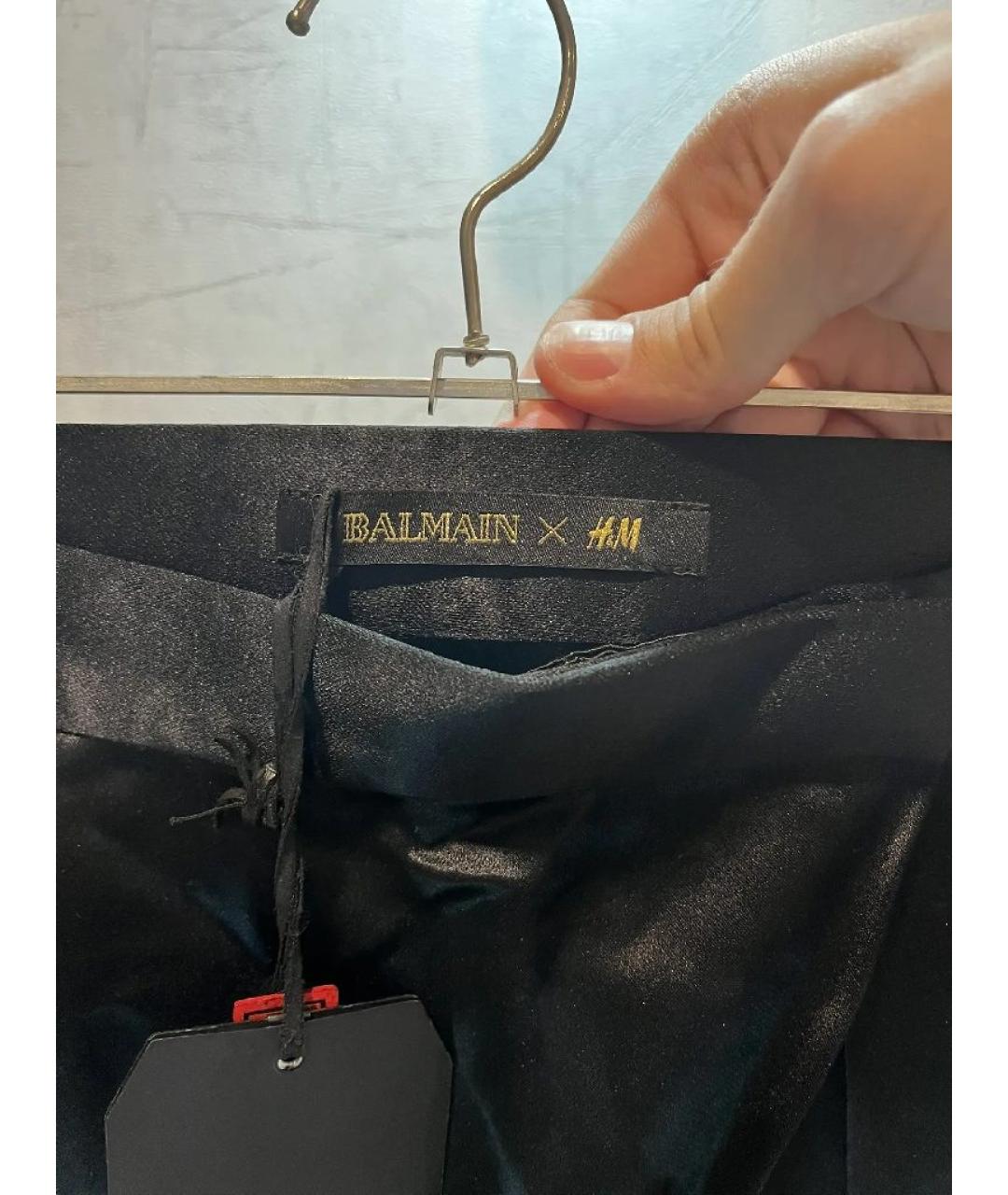 BALMAIN Черные шелковые прямые брюки, фото 4
