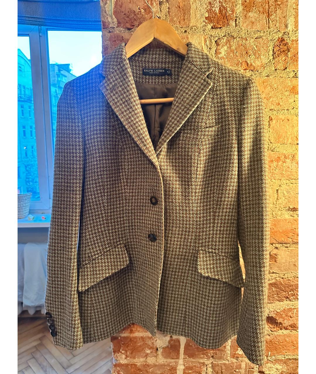 RALPH LAUREN Серый твидовый жакет/пиджак, фото 5