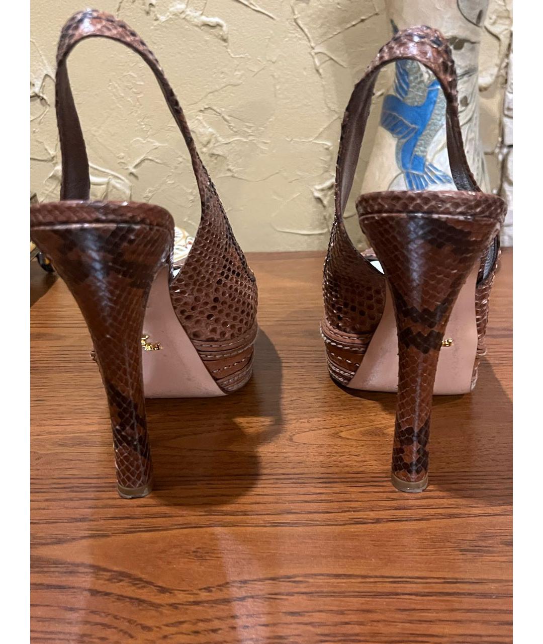 PRADA Коричневые кожаные туфли, фото 4