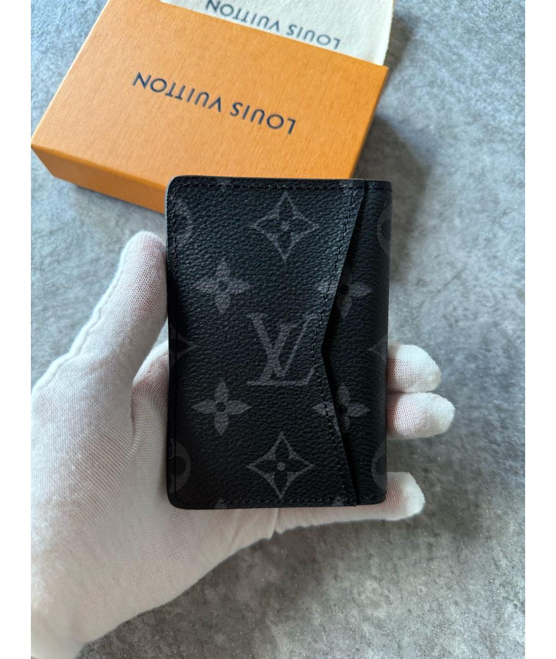 LOUIS VUITTON Черный кожаный кардхолдер, фото 2