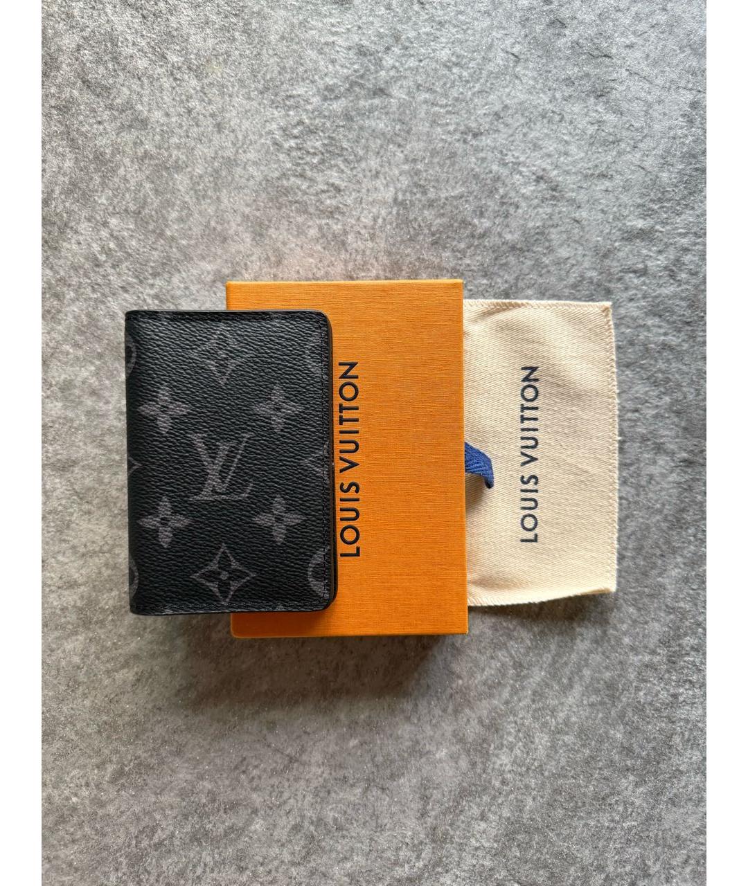 LOUIS VUITTON Черный кожаный кардхолдер, фото 5