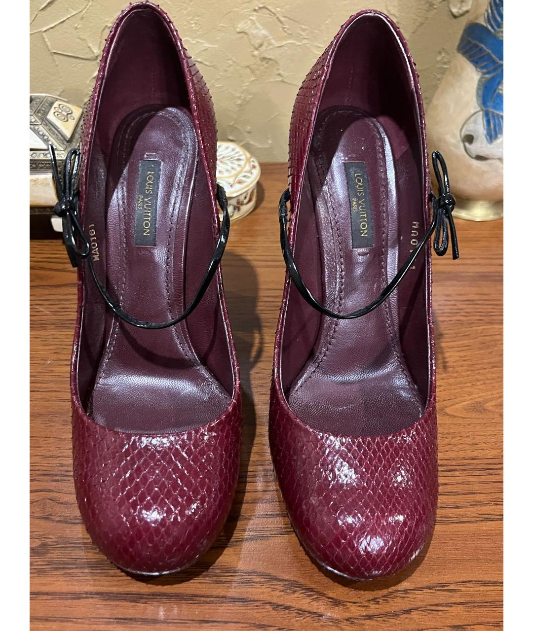 LOUIS VUITTON Бордовые туфли из экзотической кожи, фото 2