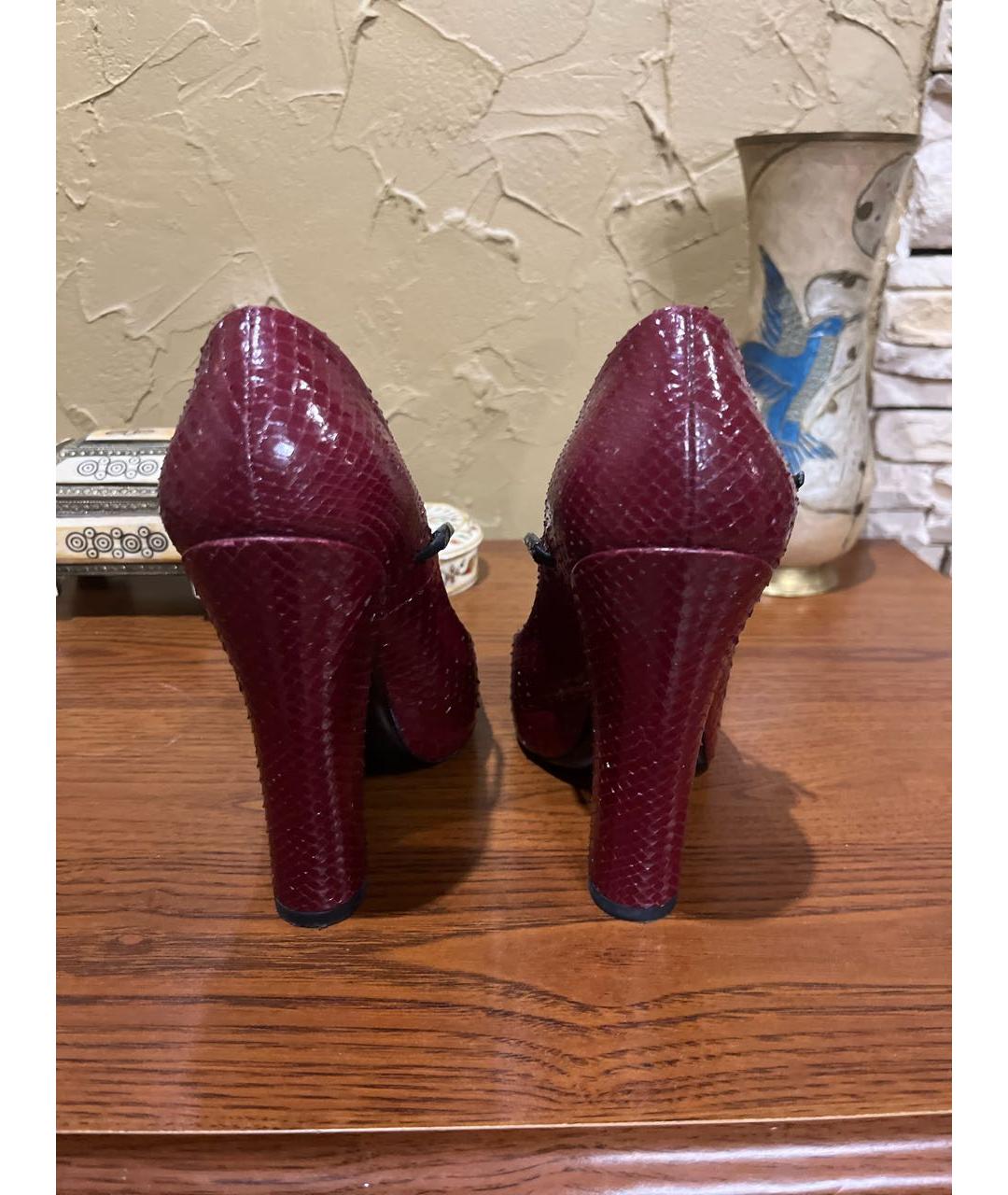 LOUIS VUITTON Бордовые туфли из экзотической кожи, фото 4