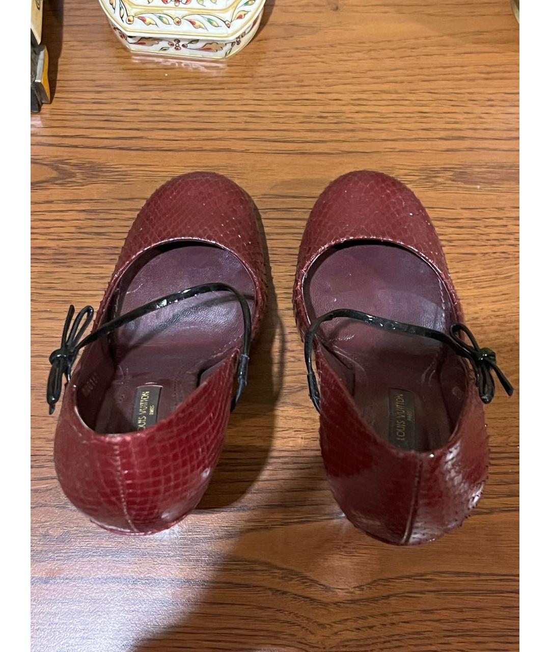 LOUIS VUITTON Бордовые туфли из экзотической кожи, фото 3