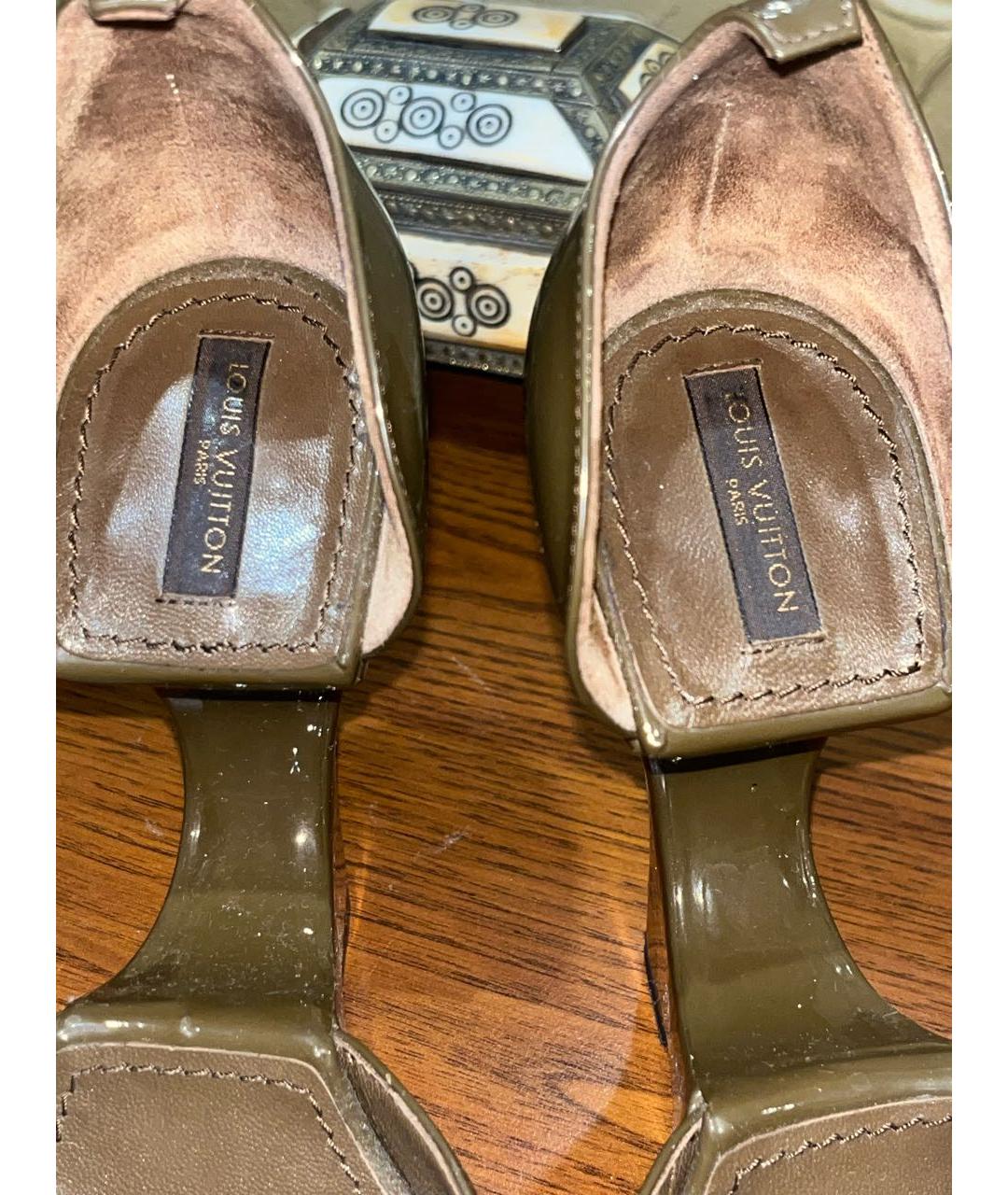 LOUIS VUITTON Хаки туфли из лакированной кожи, фото 6