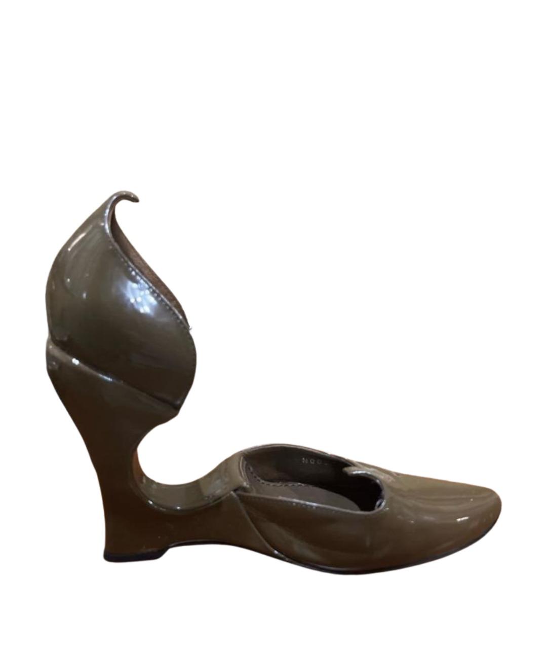 LOUIS VUITTON Хаки туфли из лакированной кожи, фото 1