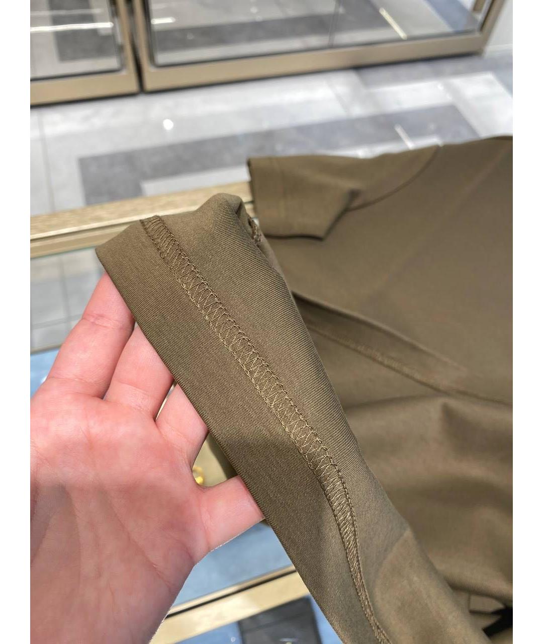 VERSACE Хаки хлопковое поло с коротким рукавом, фото 4