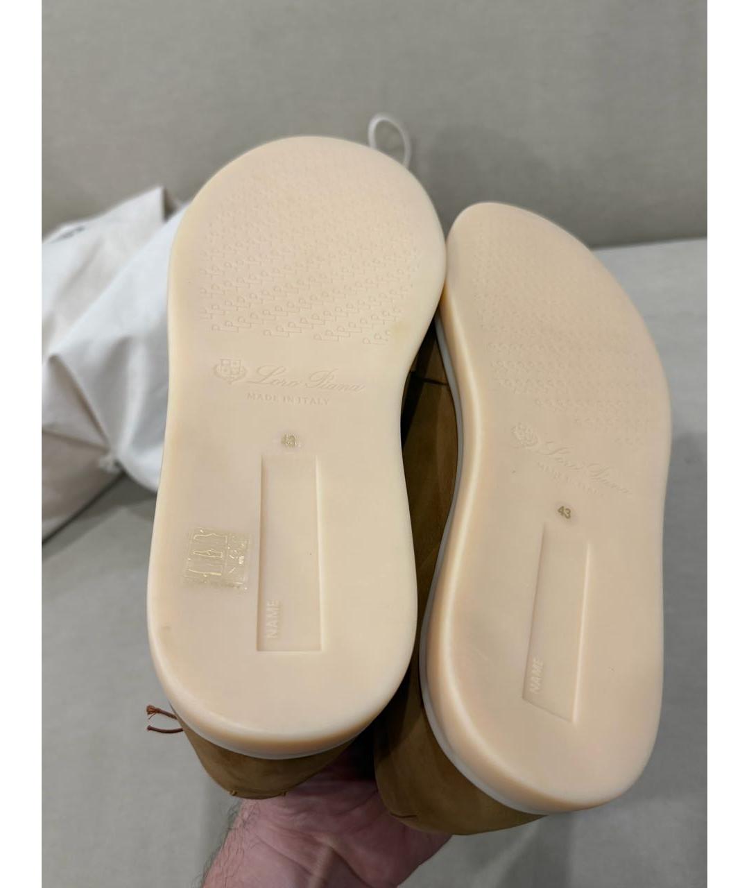 LORO PIANA Горчичные нубуковые низкие кроссовки / кеды, фото 5