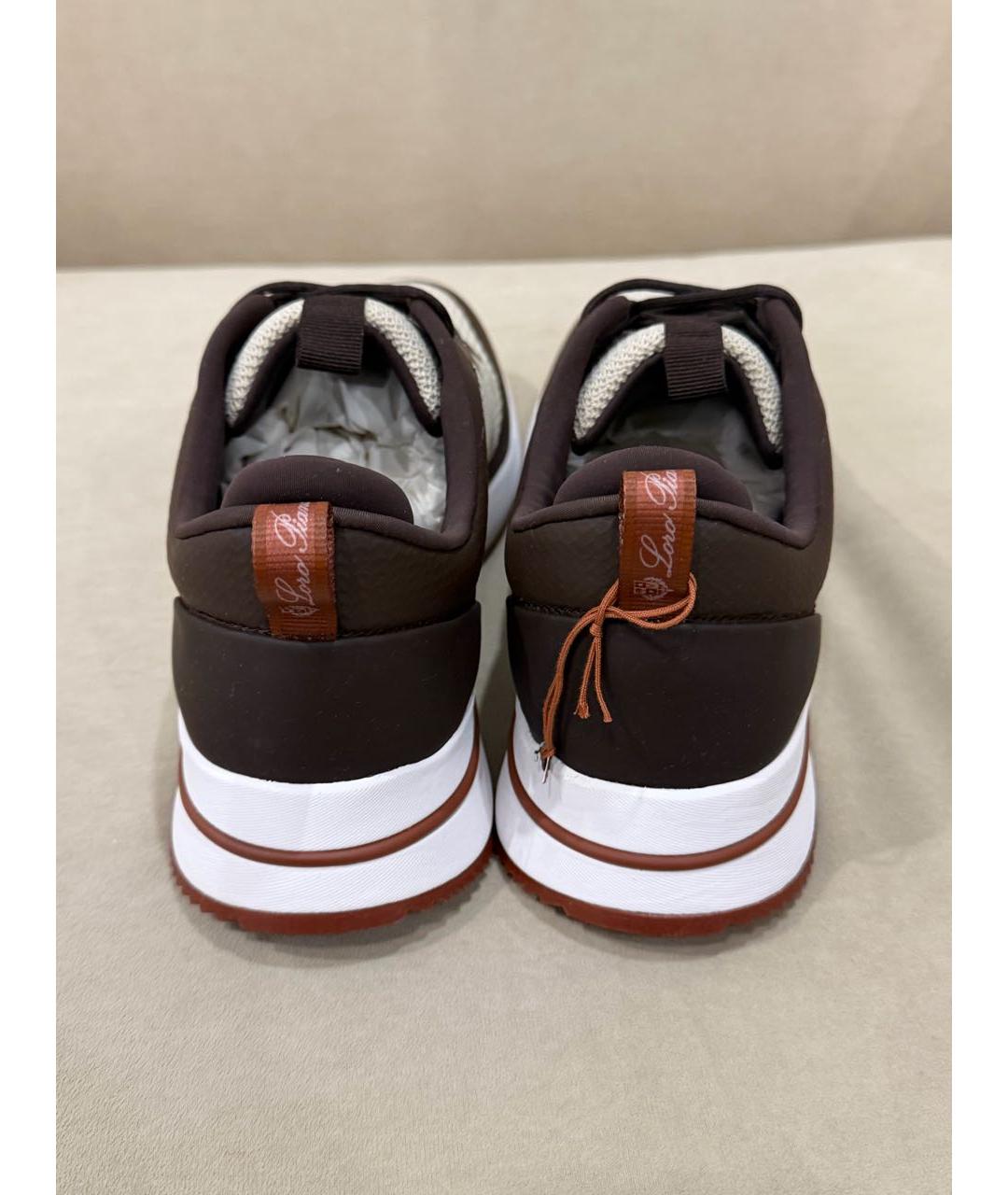 LORO PIANA Коричневые текстильные низкие кроссовки / кеды, фото 4