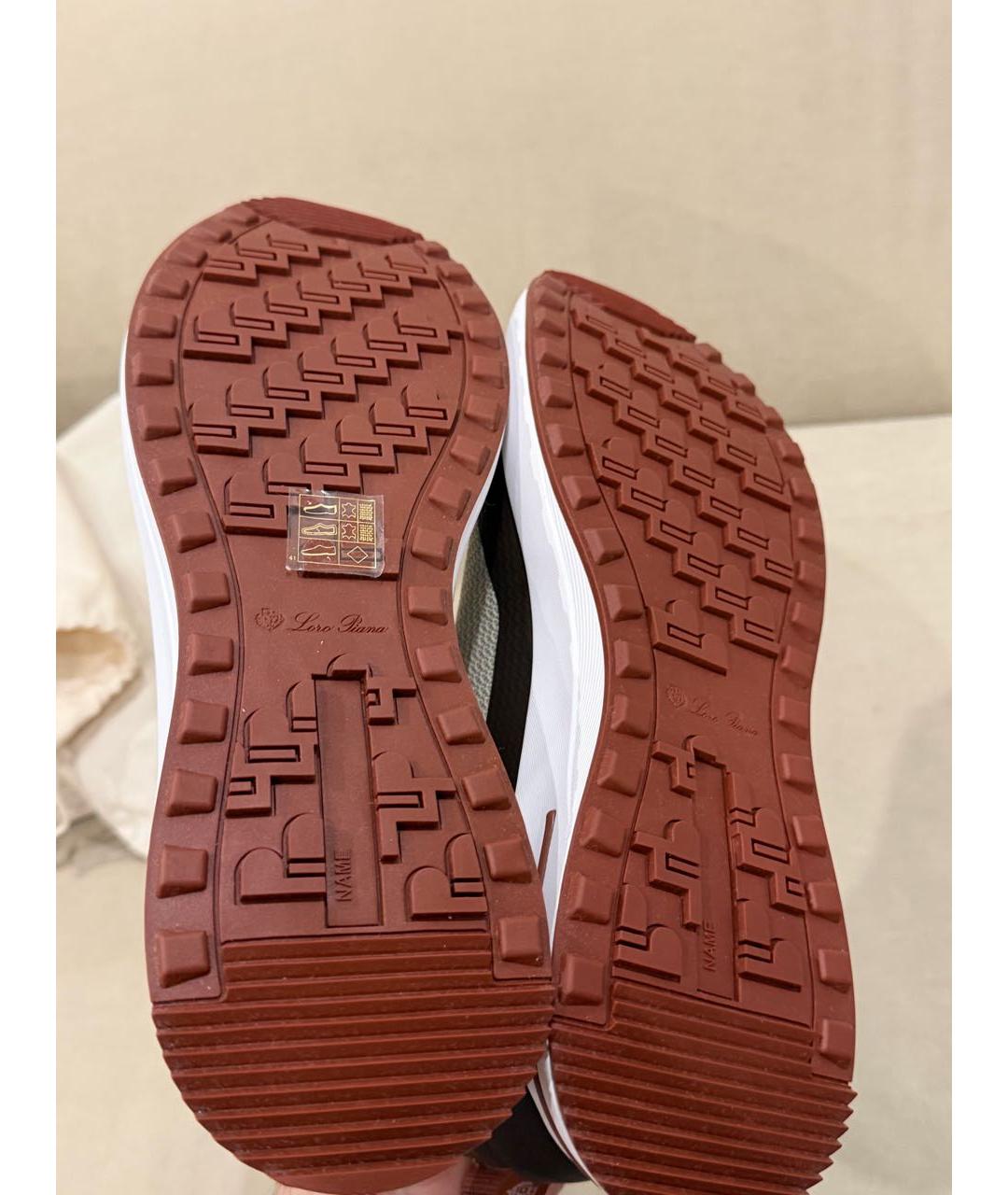 LORO PIANA Коричневые текстильные низкие кроссовки / кеды, фото 5