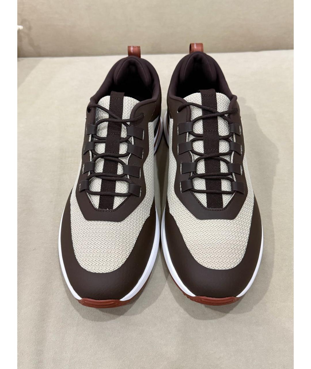 LORO PIANA Коричневые текстильные низкие кроссовки / кеды, фото 2