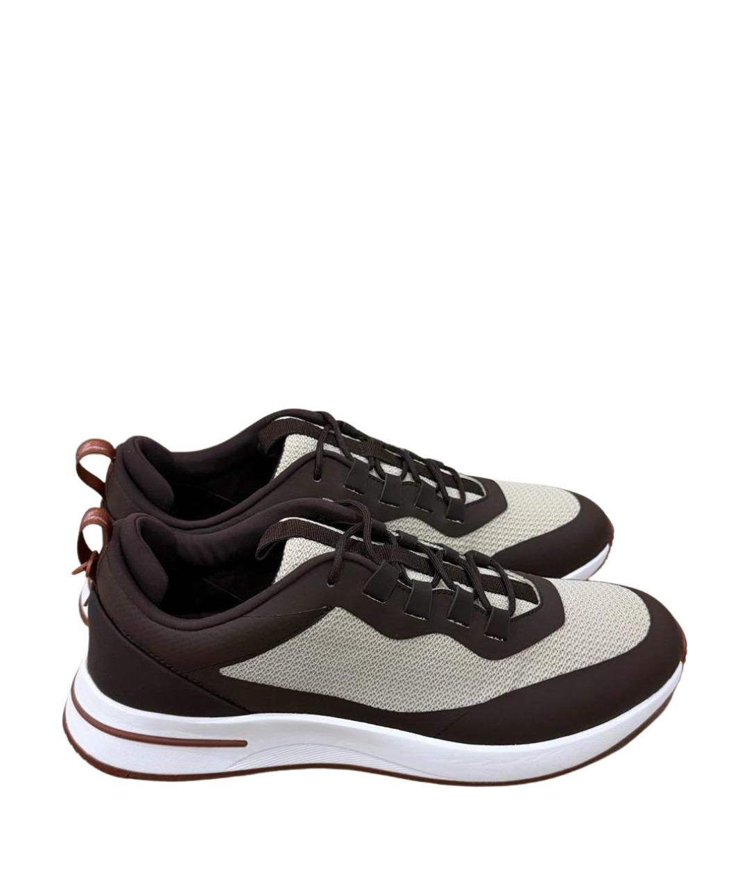 LORO PIANA Коричневые текстильные низкие кроссовки / кеды, фото 1