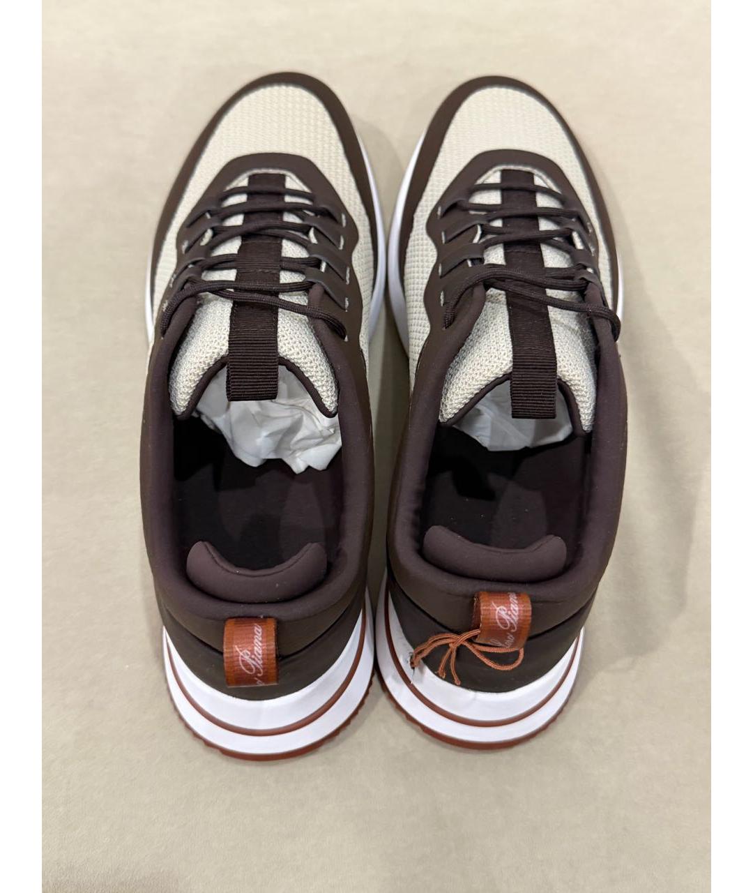 LORO PIANA Коричневые текстильные низкие кроссовки / кеды, фото 3