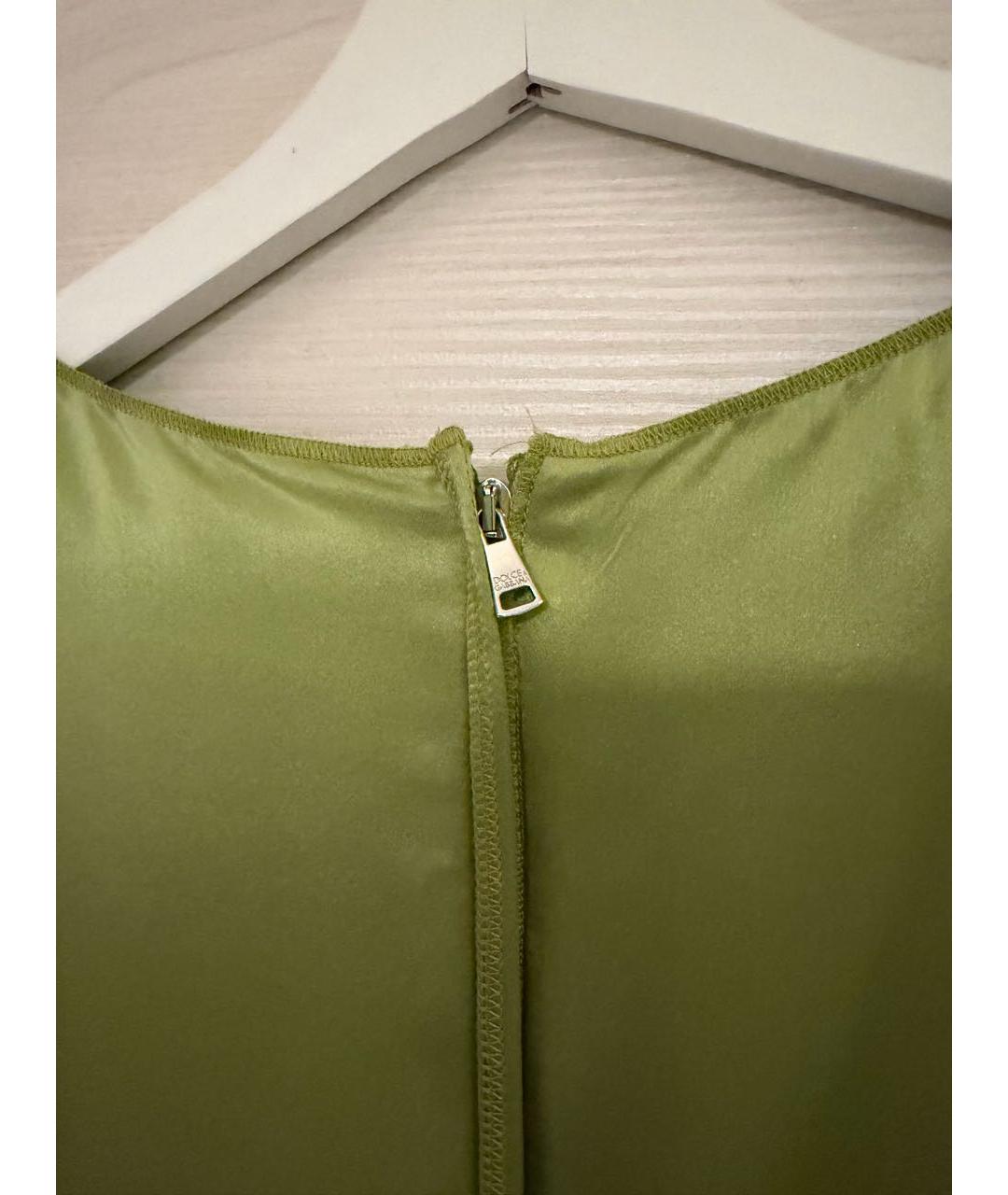 DOLCE&GABBANA Зеленые шелковое коктейльное платье, фото 5