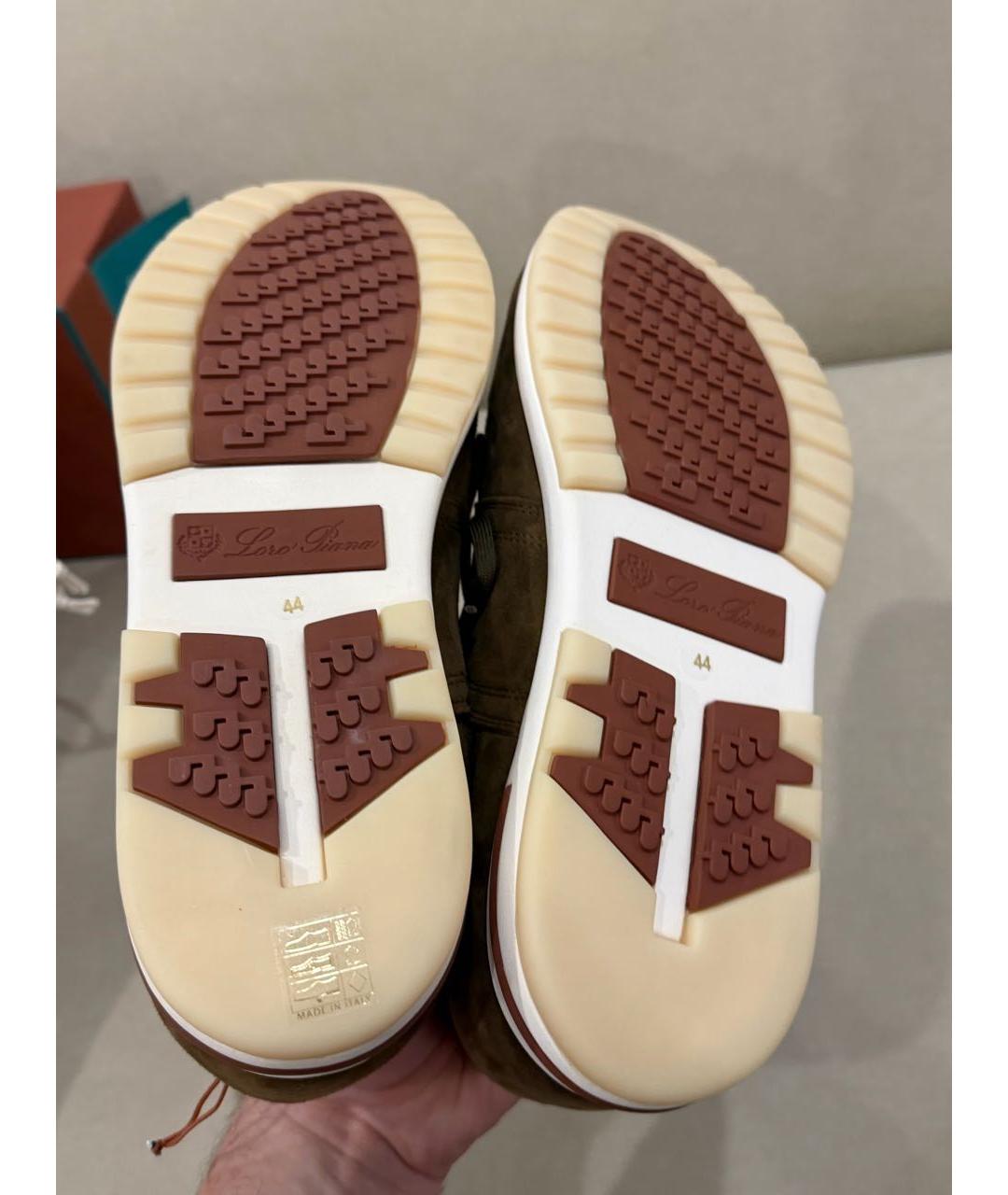 LORO PIANA Хаки текстильные низкие кроссовки / кеды, фото 5