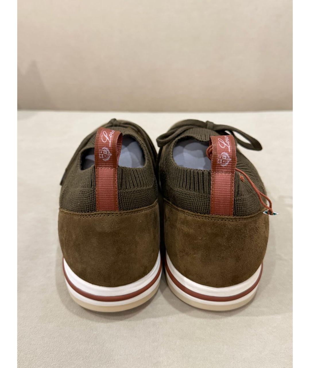 LORO PIANA Хаки текстильные низкие кроссовки / кеды, фото 4