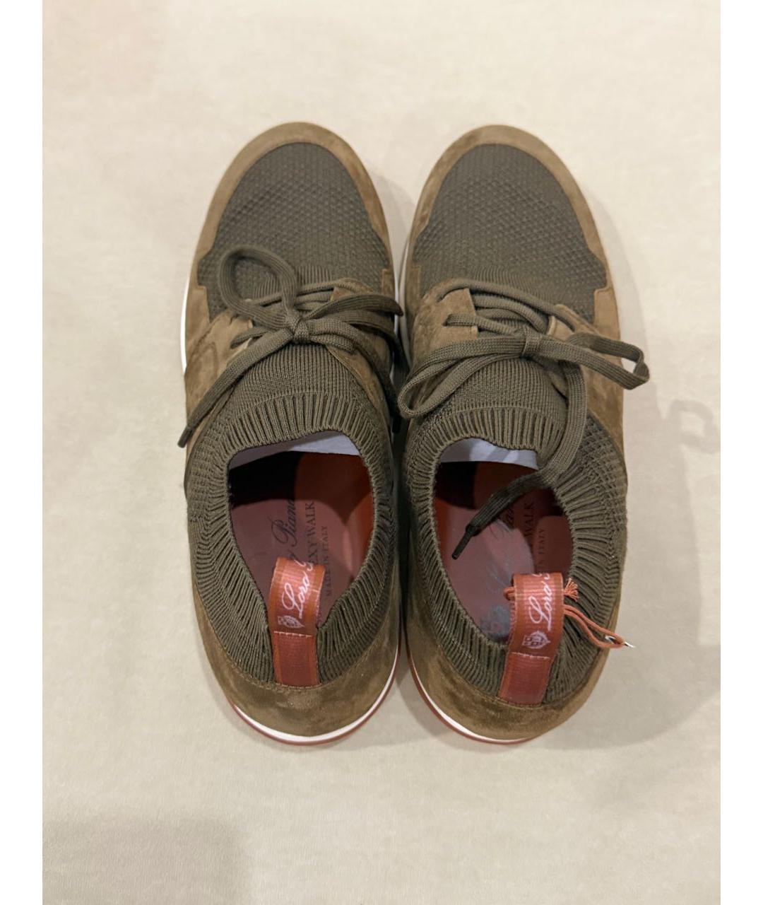 LORO PIANA Хаки текстильные низкие кроссовки / кеды, фото 3