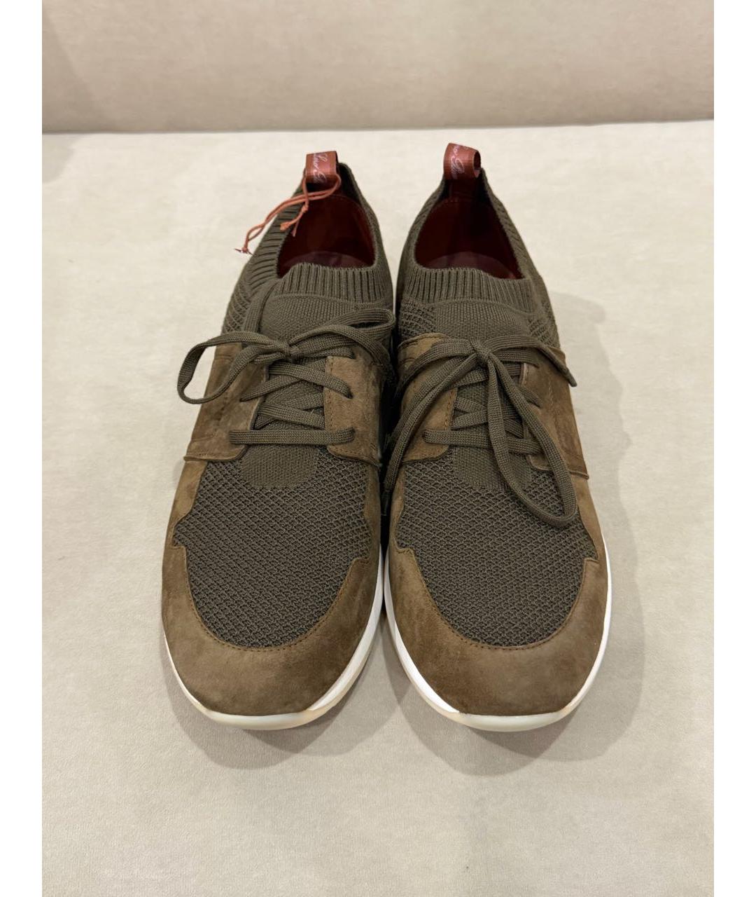 LORO PIANA Хаки текстильные низкие кроссовки / кеды, фото 2