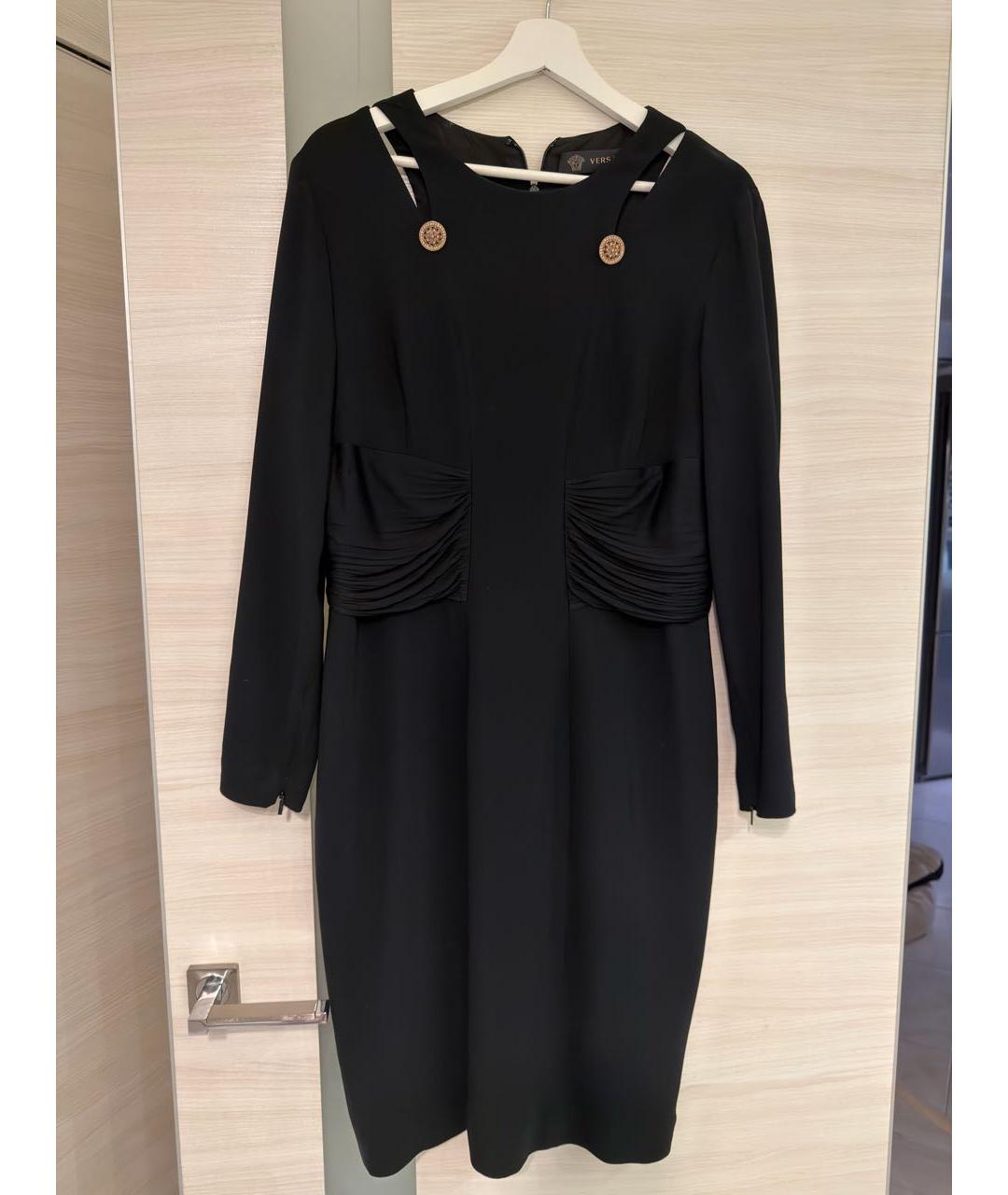 VERSACE Черное вискозное повседневное платье, фото 9