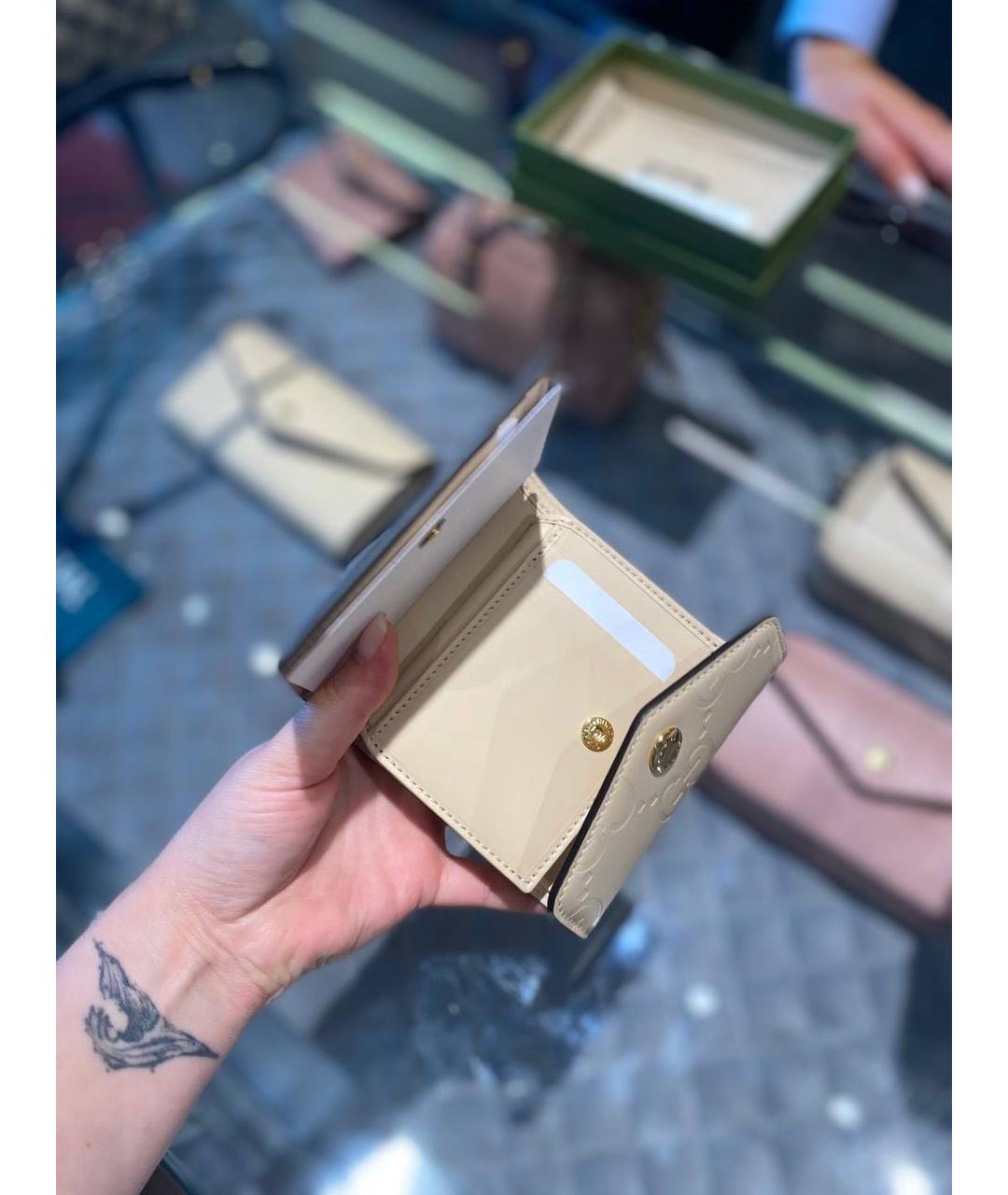 GUCCI Бежевый кожаный кошелек, фото 3