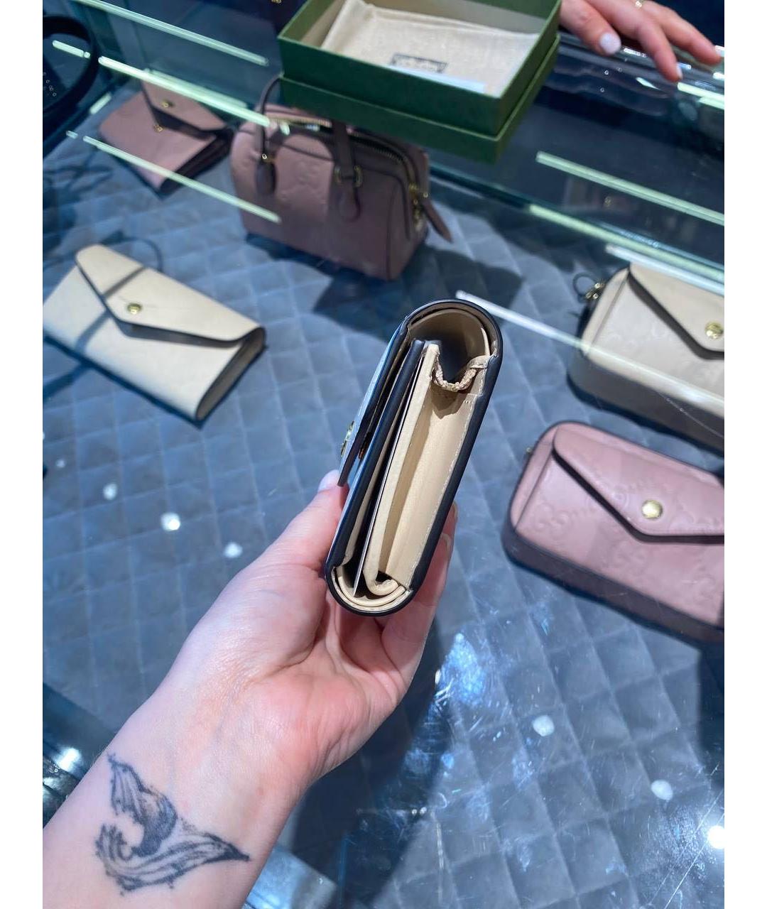 GUCCI Бежевый кожаный кошелек, фото 4