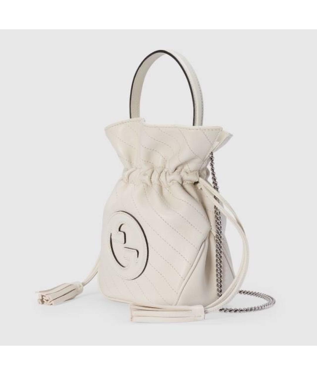 GUCCI Белая кожаная сумка с короткими ручками, фото 7