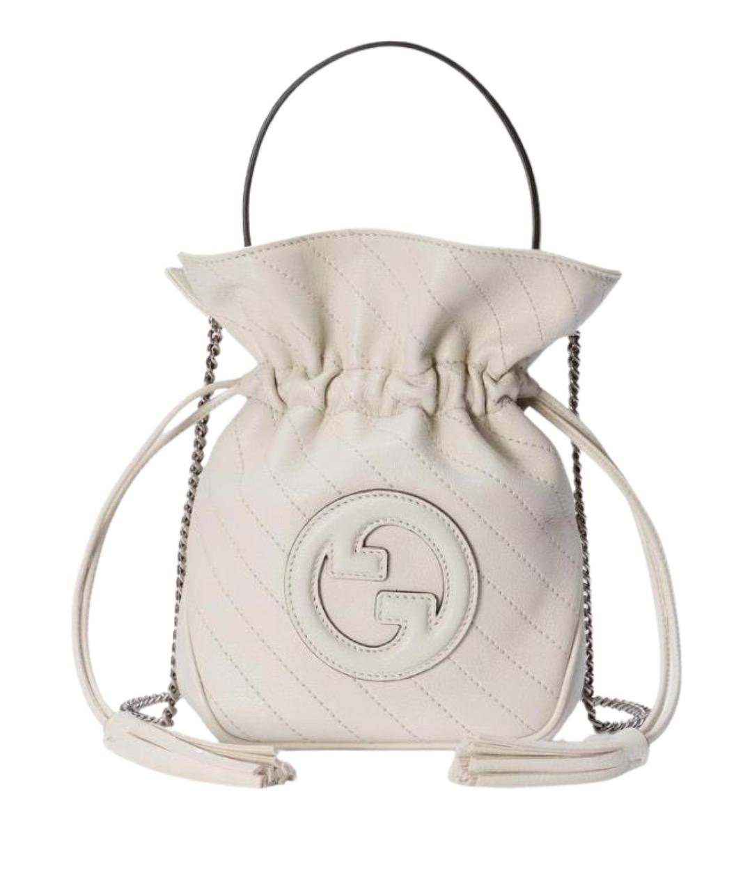 GUCCI Белая кожаная сумка с короткими ручками, фото 1