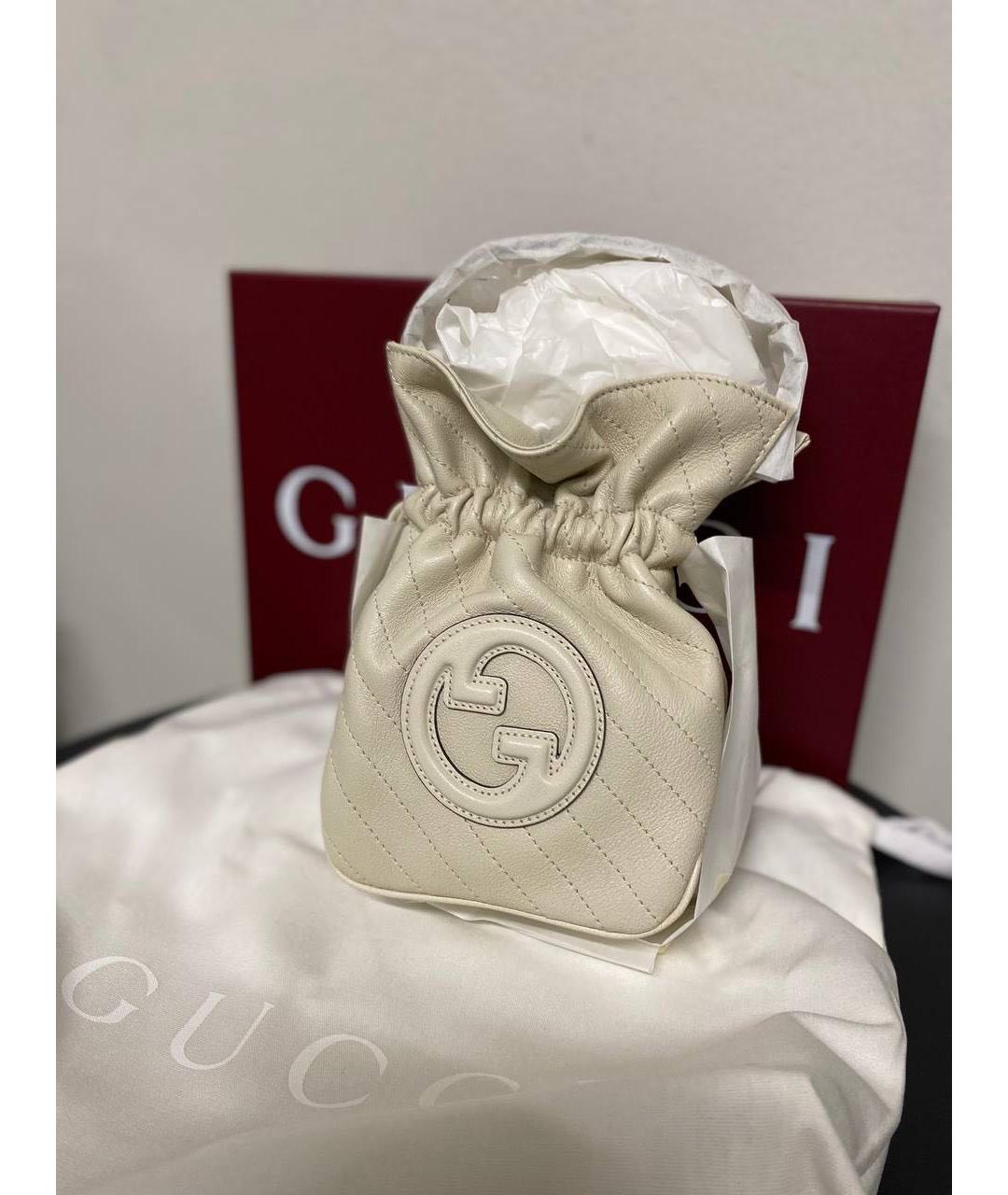 GUCCI Белая кожаная сумка с короткими ручками, фото 2