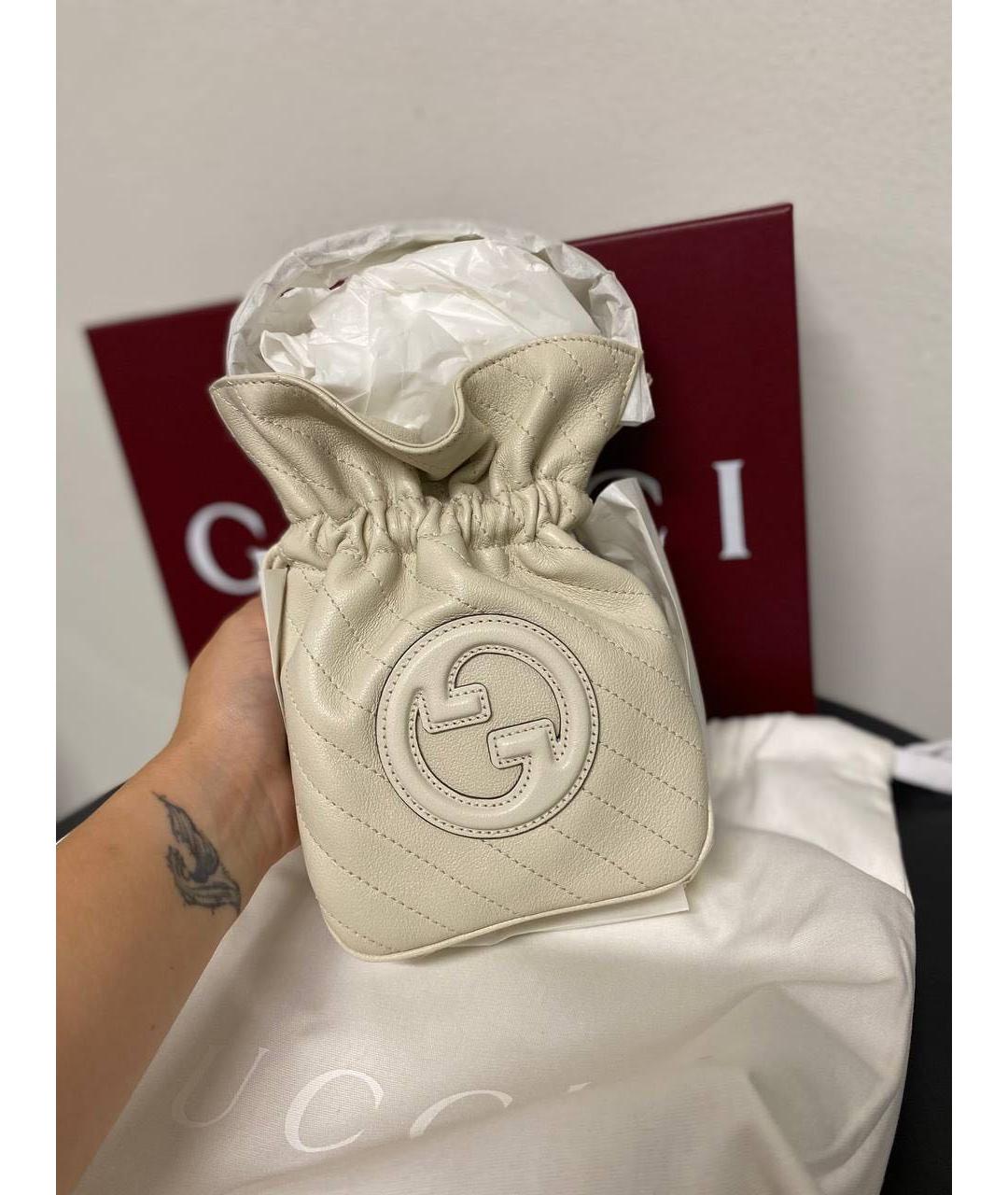 GUCCI Белая кожаная сумка с короткими ручками, фото 4