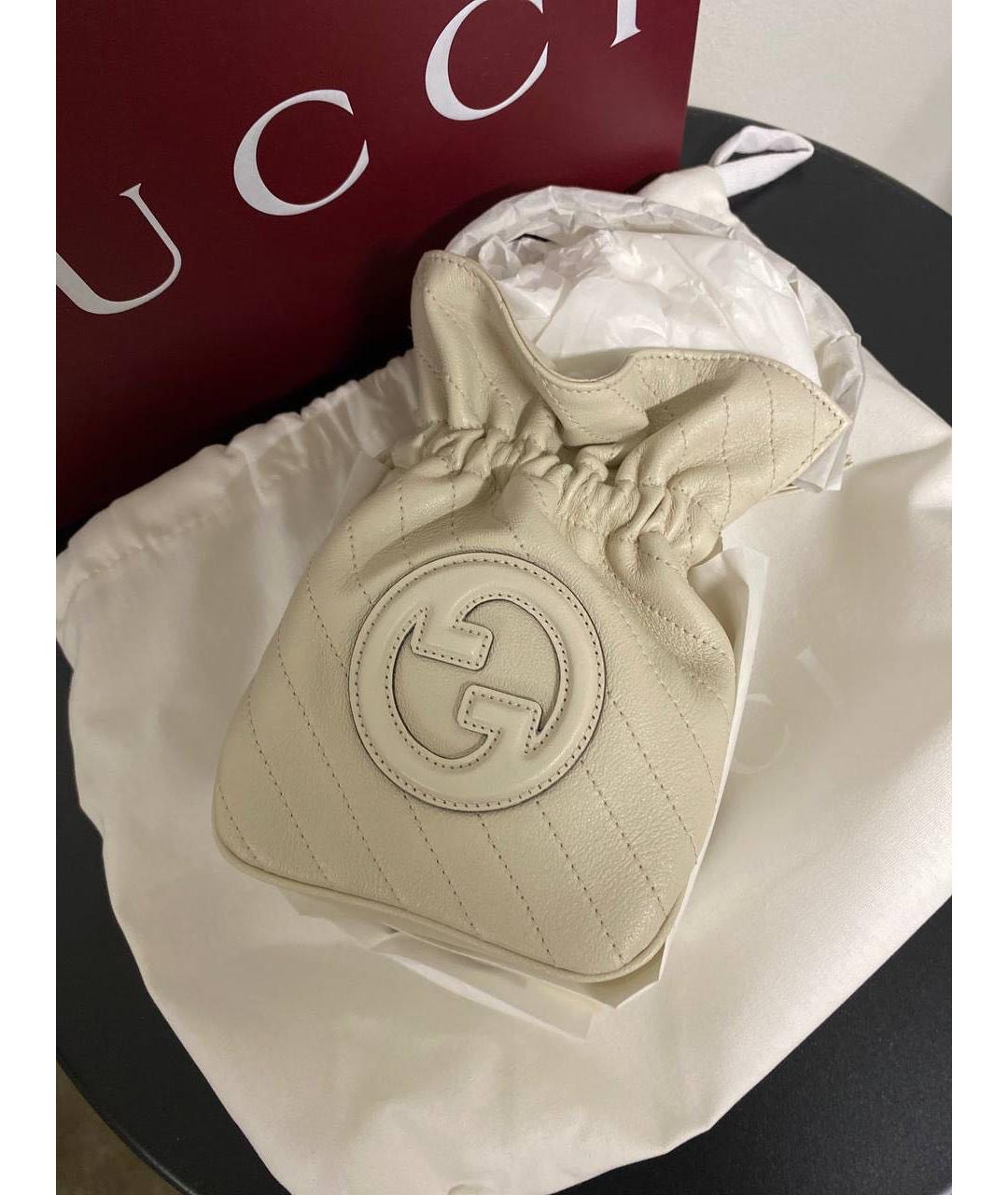 GUCCI Белая кожаная сумка с короткими ручками, фото 3