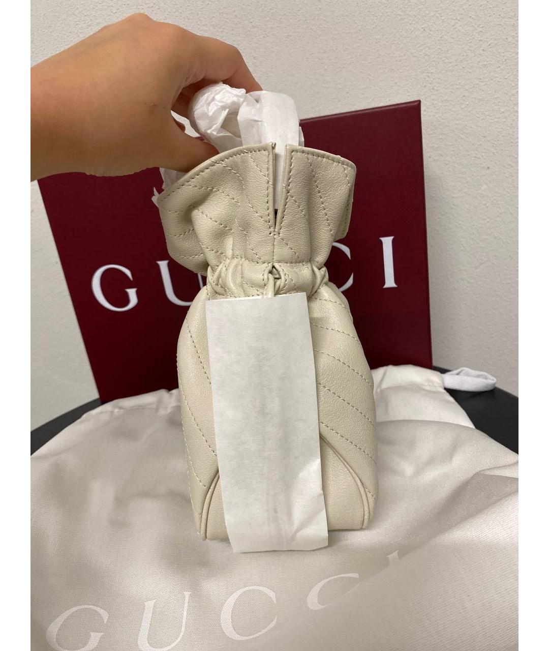 GUCCI Белая кожаная сумка с короткими ручками, фото 5