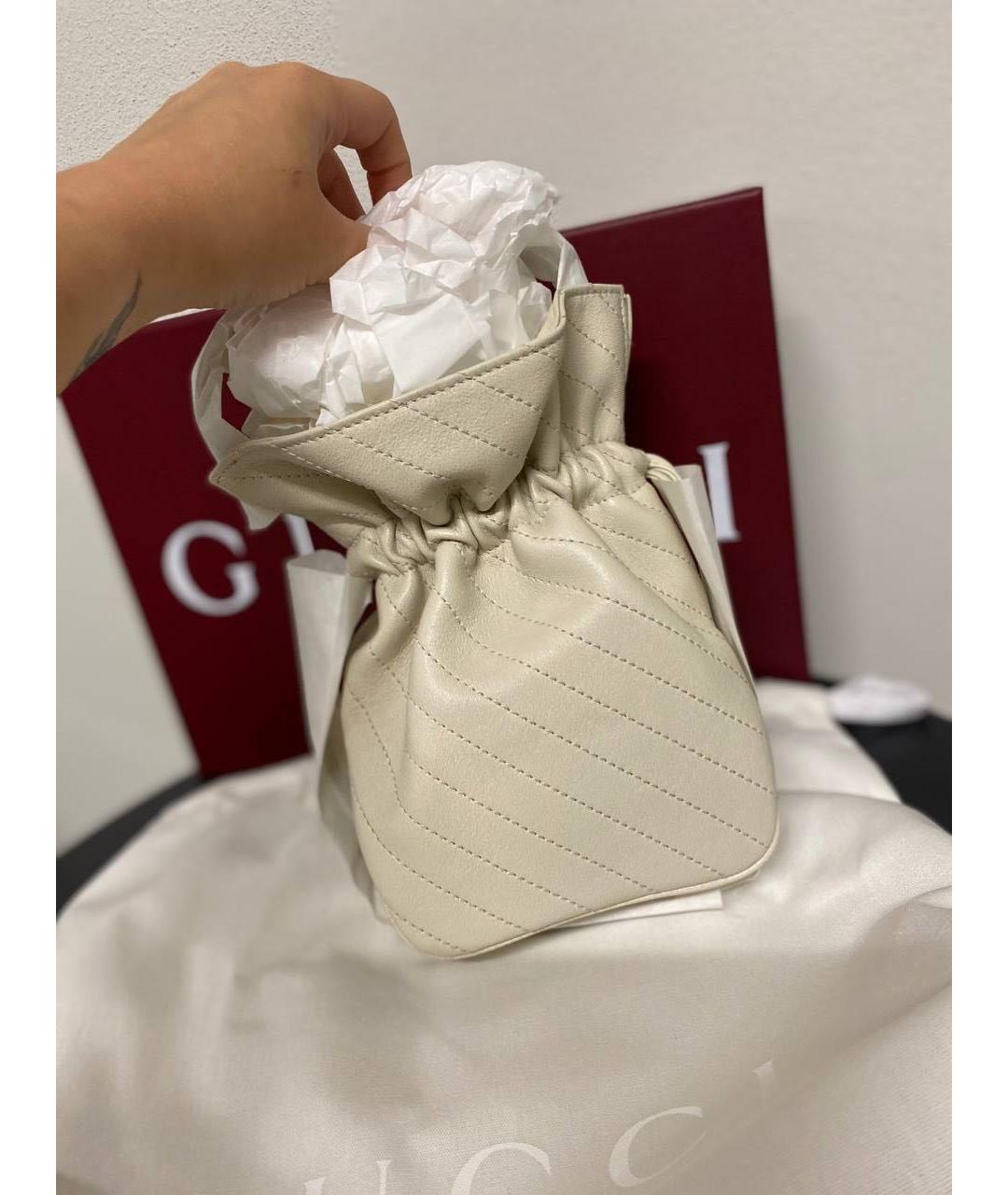 GUCCI Белая кожаная сумка с короткими ручками, фото 6