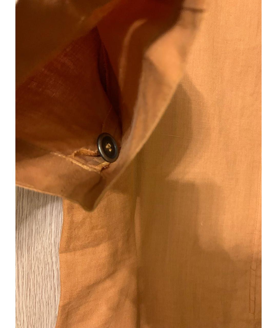 MAX MARA Оранжевое льняное повседневное платье, фото 5