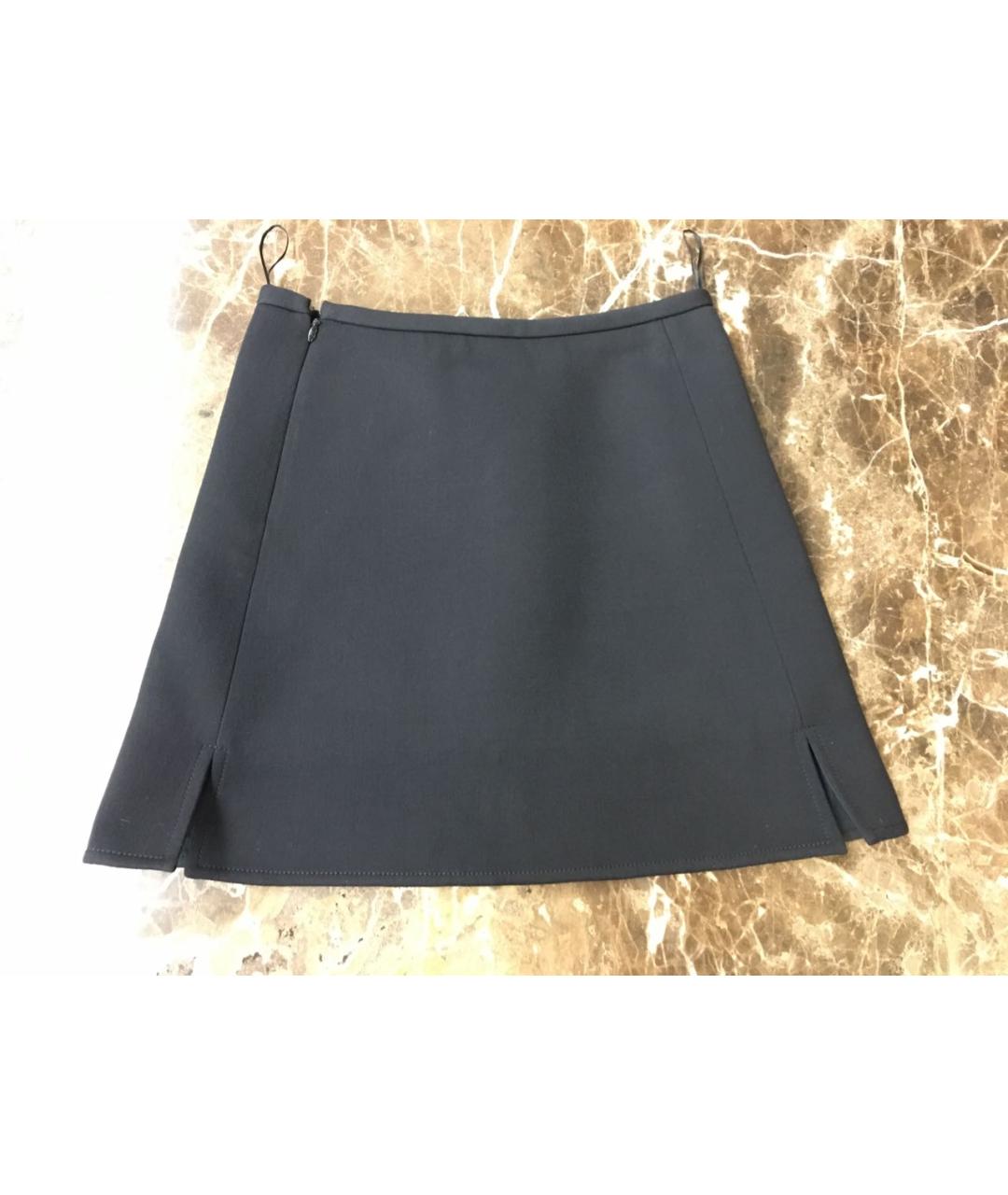 LOUIS VUITTON Черная шерстяная юбка мини, фото 2