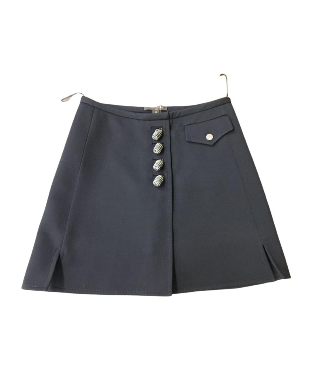 LOUIS VUITTON Черная шерстяная юбка мини, фото 1