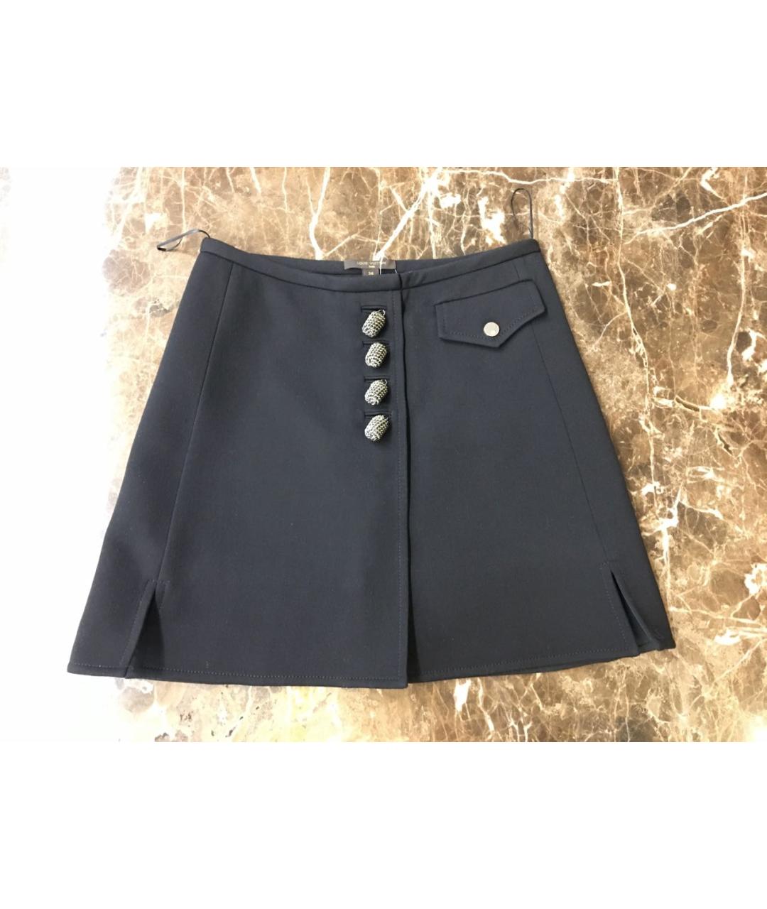 LOUIS VUITTON Черная шерстяная юбка мини, фото 8