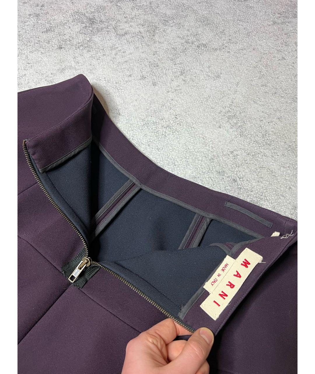 MARNI Фиолетовая ацетатная юбка миди, фото 7