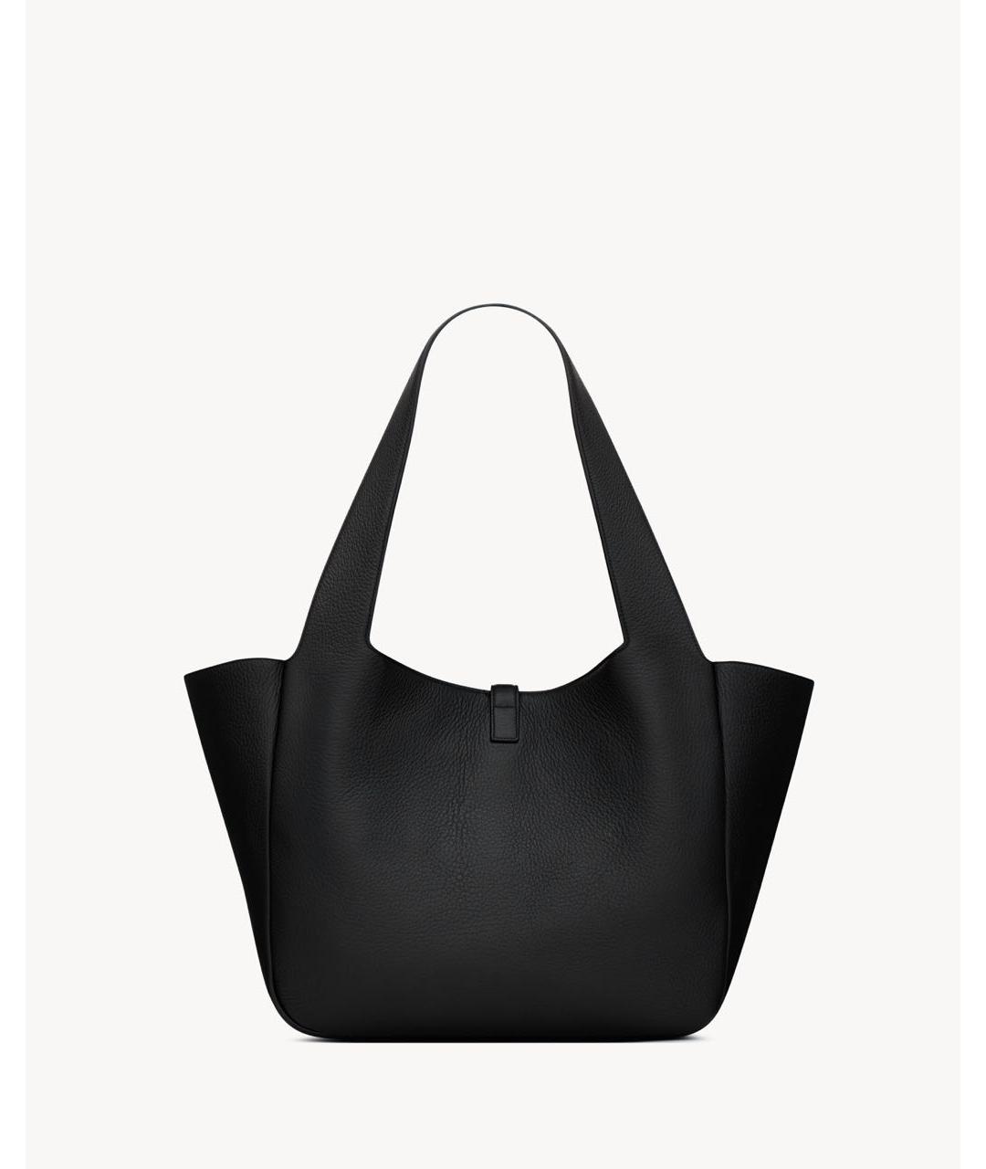 SAINT LAURENT Черная кожаная сумка тоут, фото 3