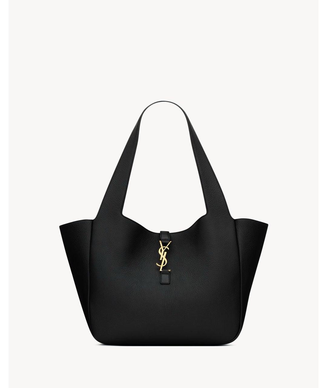 SAINT LAURENT Черная кожаная сумка тоут, фото 7