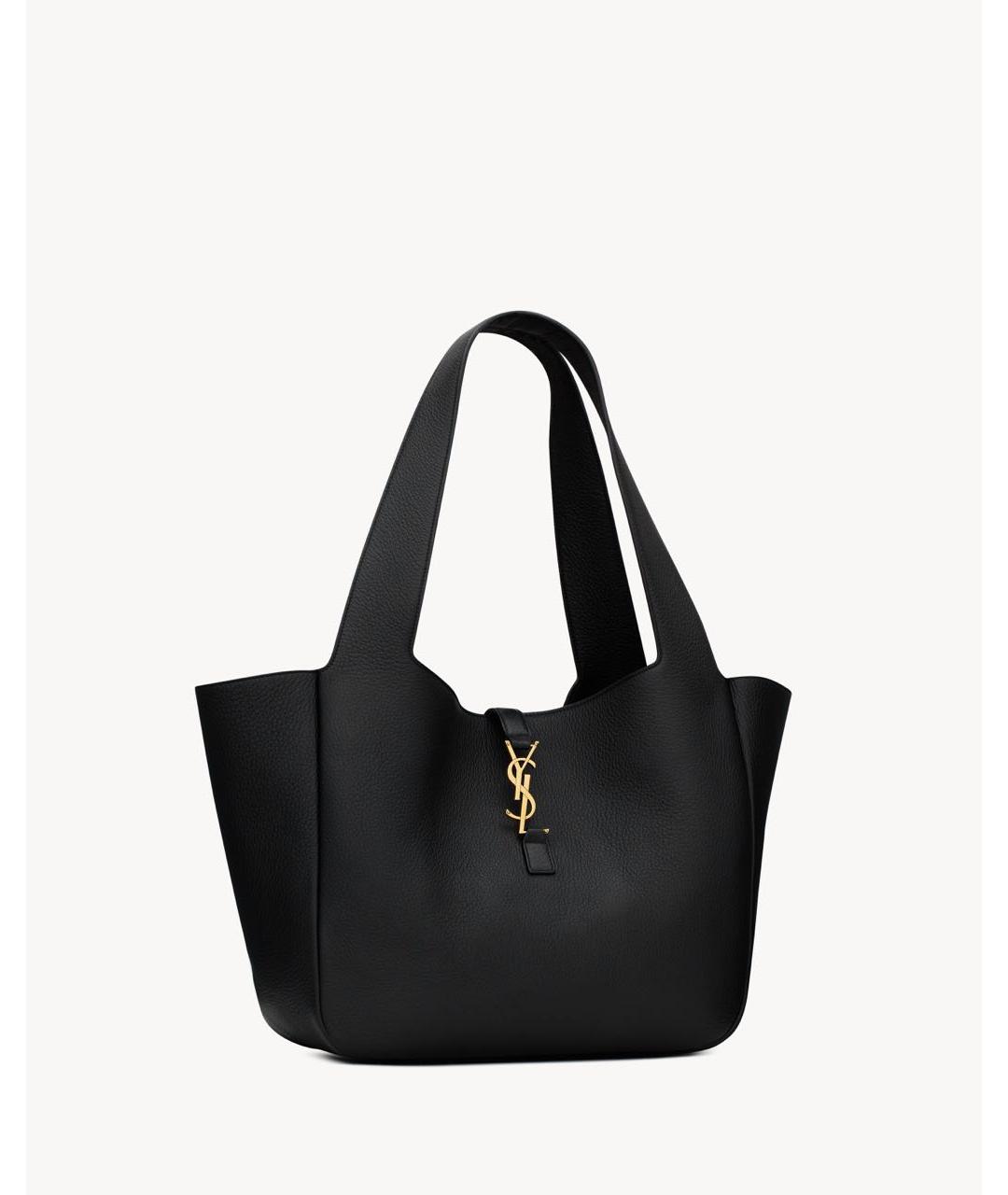 SAINT LAURENT Черная кожаная сумка тоут, фото 4