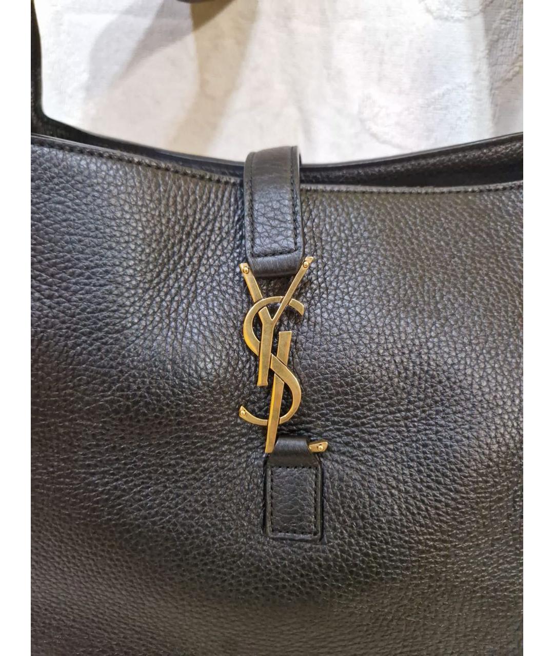 SAINT LAURENT Черная кожаная сумка тоут, фото 6