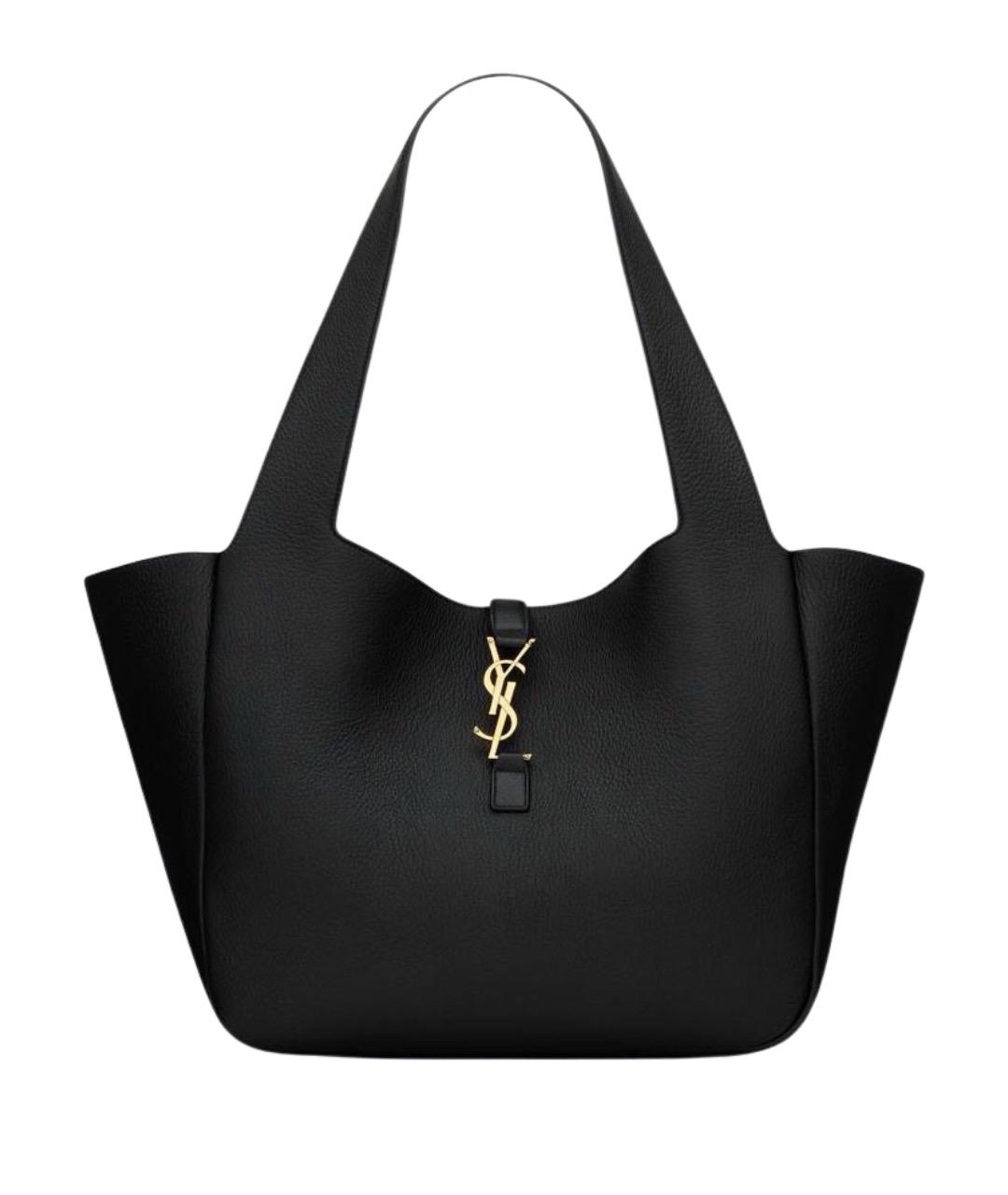 SAINT LAURENT Черная кожаная сумка тоут, фото 1