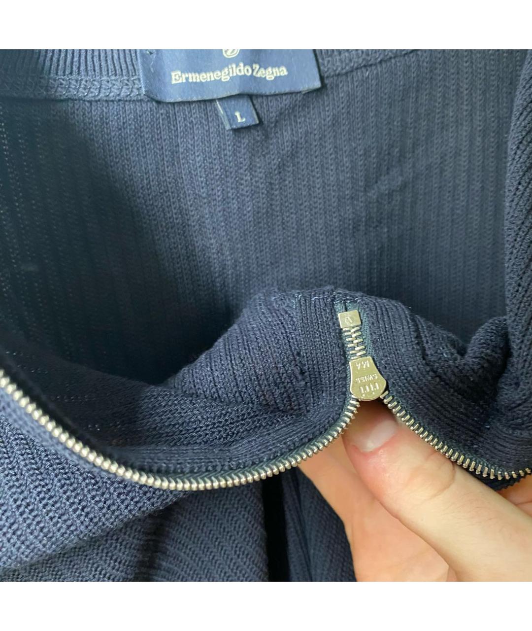 ZEGNA Темно-синий хлопковый джемпер / свитер, фото 4